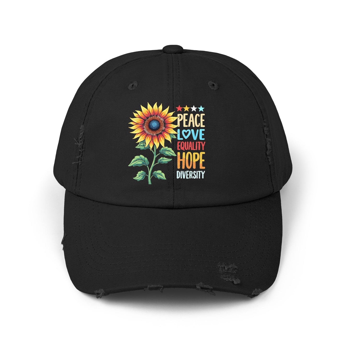 Peace Love Equality Hope Diversity Sunflower Cap