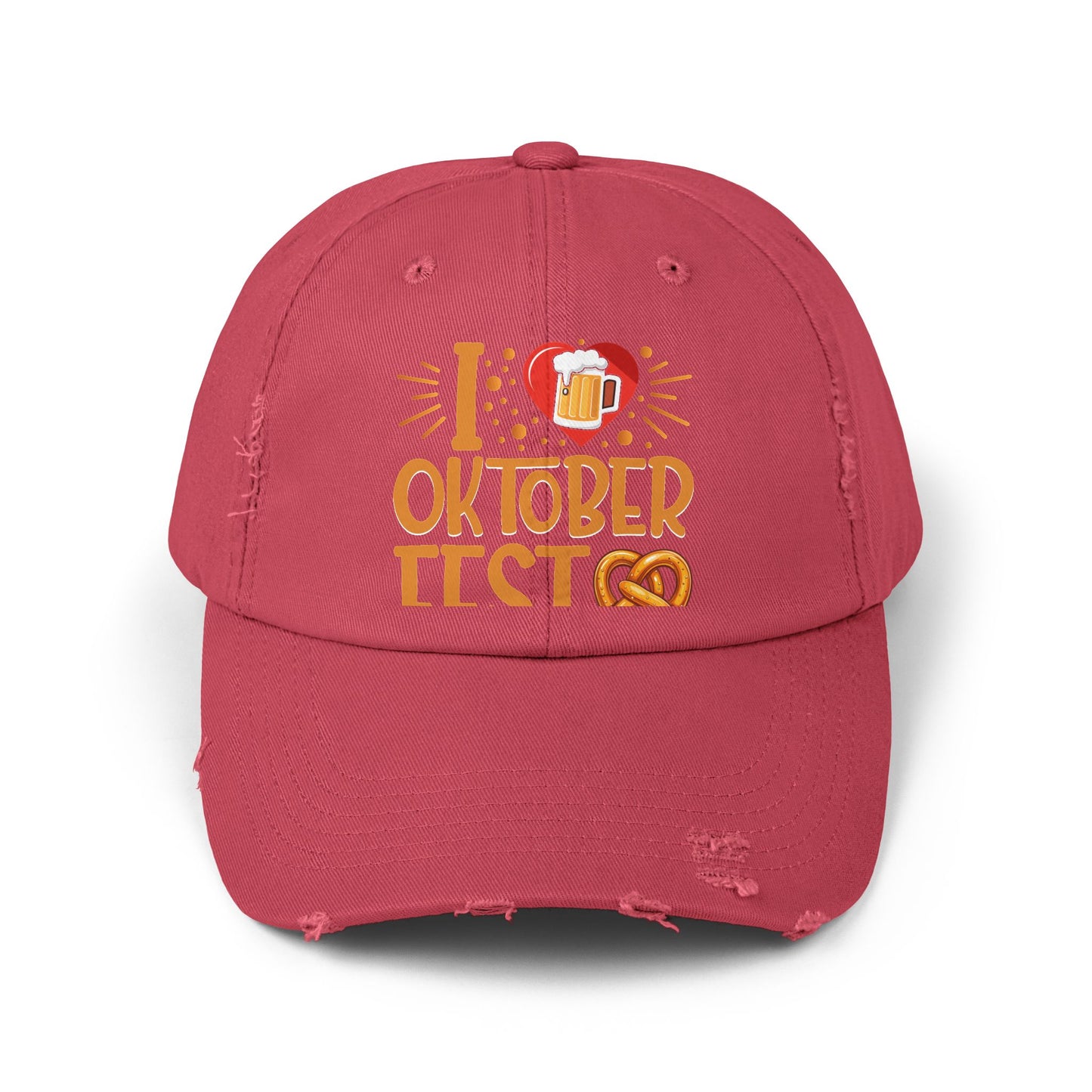 I Love Oktoberfest Beer Pretzel Heart Design Cap