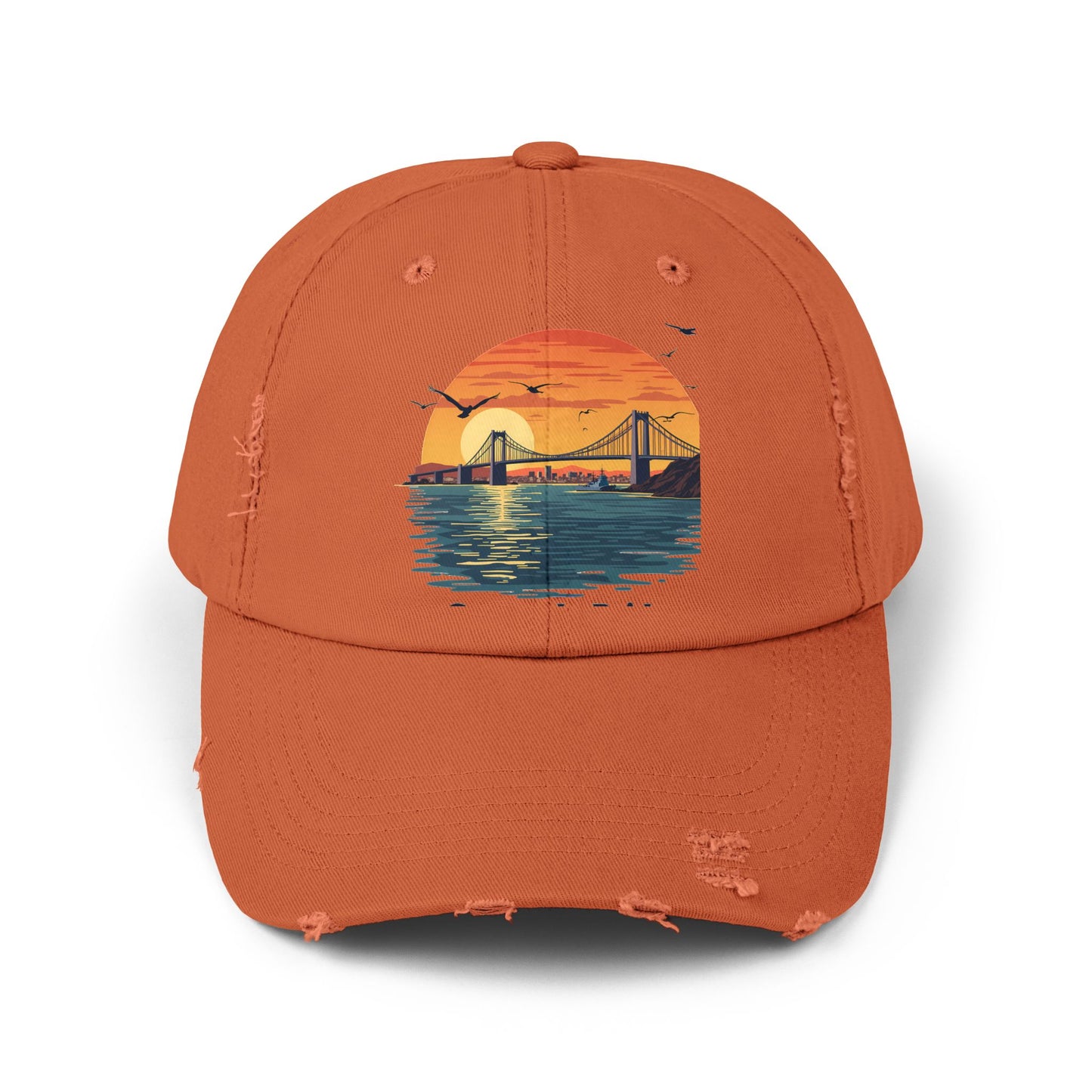 Coronado Bridge Sunset Silhouette with Seagulls and Cityscape View Cap