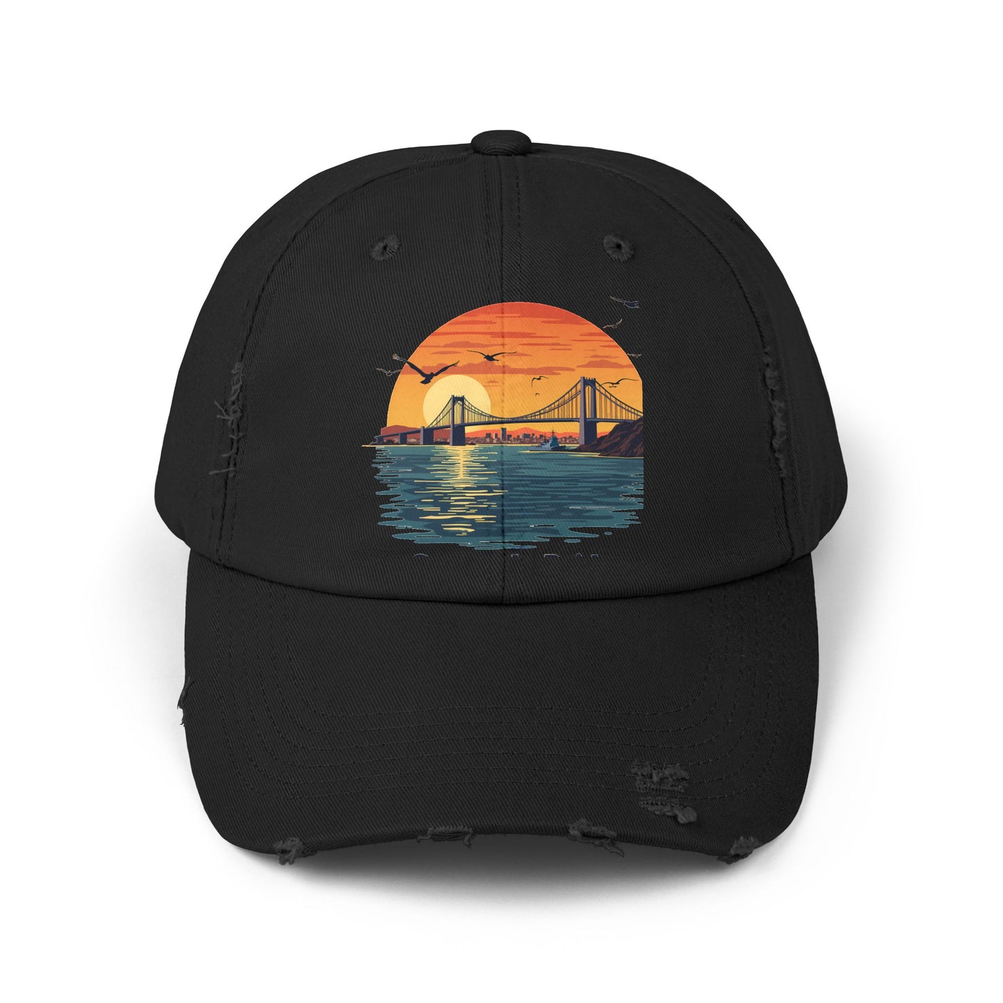 Coronado Bridge Sunset Silhouette with Seagulls and Cityscape View Cap