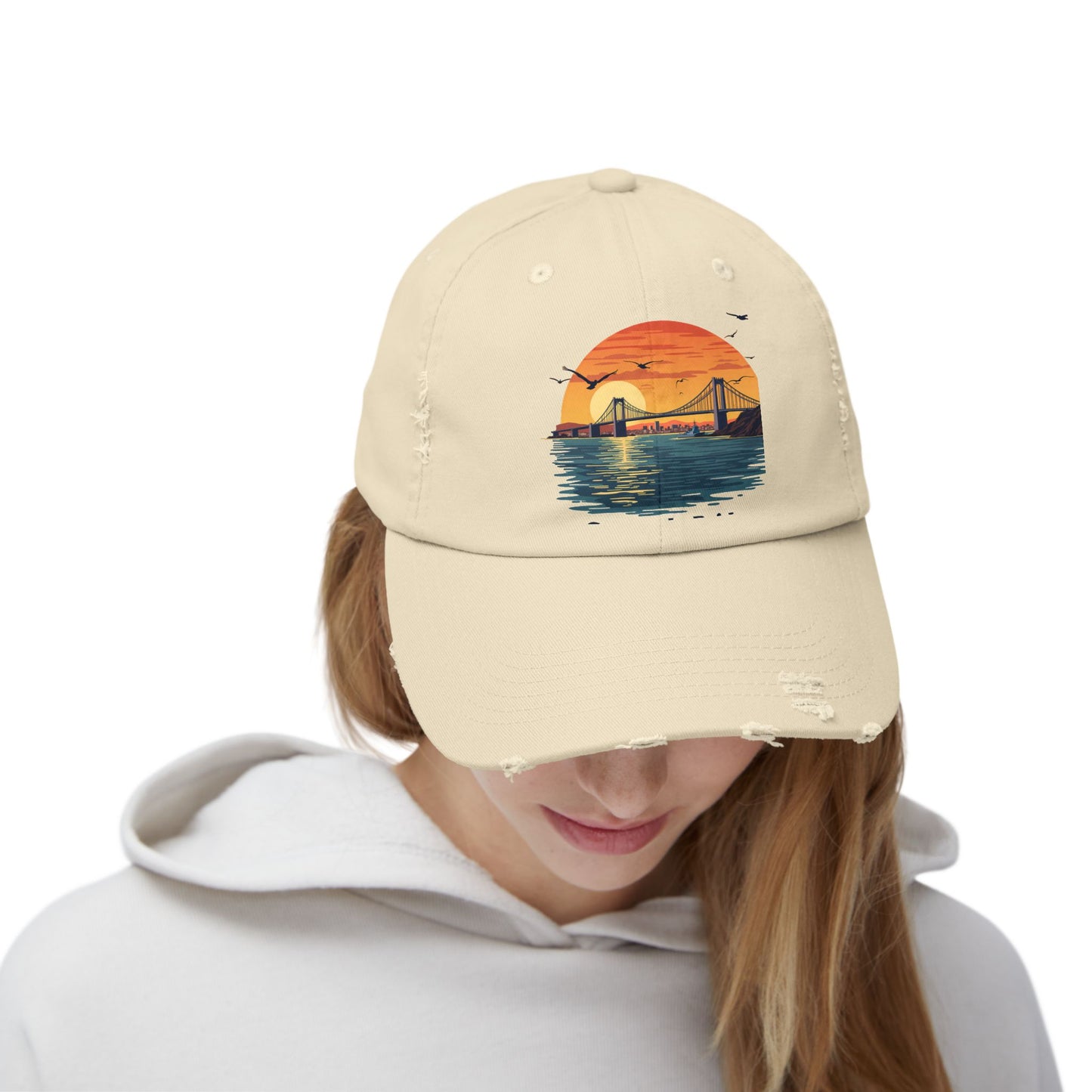 Coronado Bridge Sunset Silhouette with Seagulls and Cityscape View Cap
