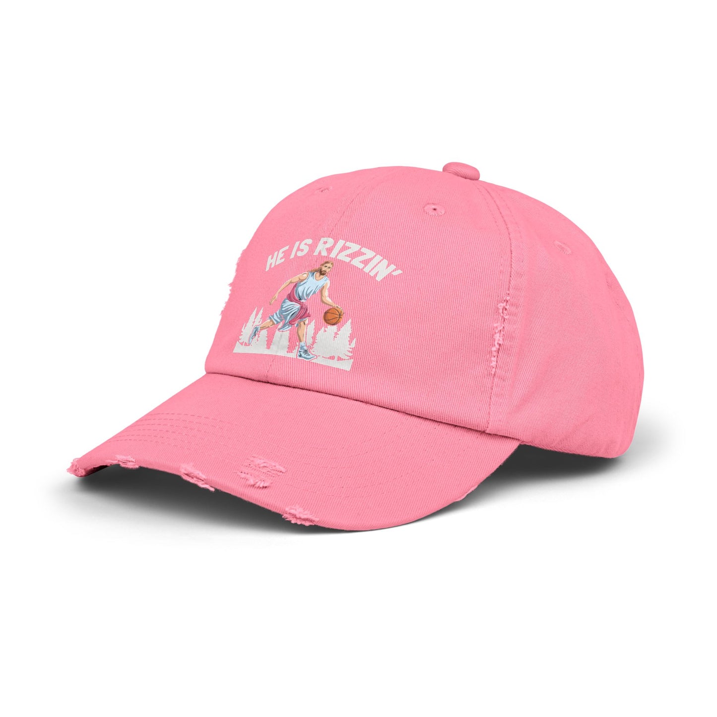 He Is Rizzin' Basketball Icon in Nature Scene Cap