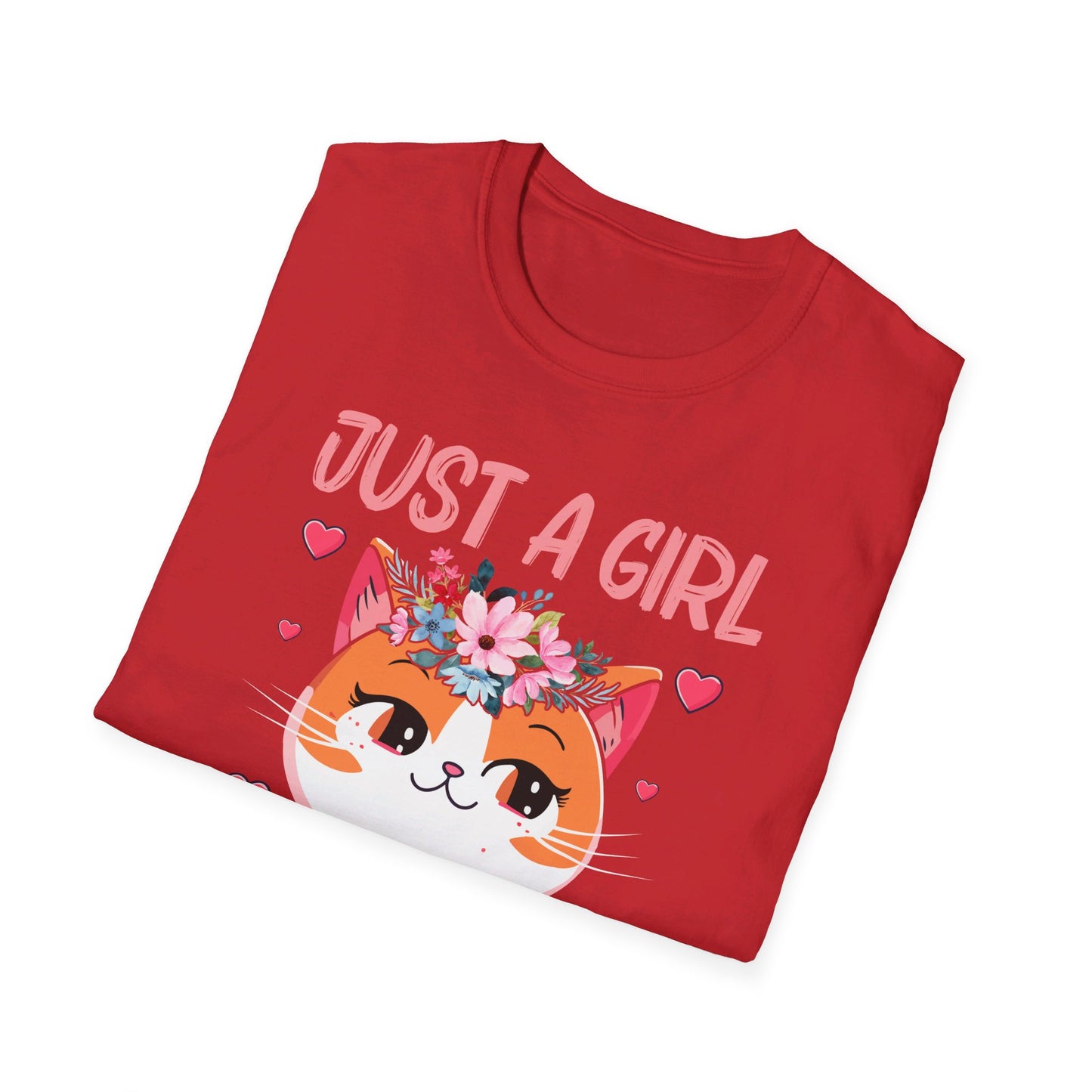 Just A Girl Who Loves Cats Floral Cat Lover T-Shirt