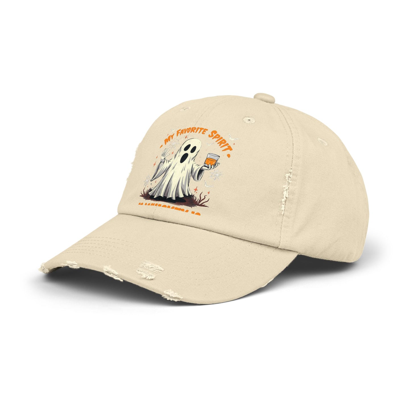 My Favorite Spirit Is Whiskey Ghost Fun Halloween Design Cap