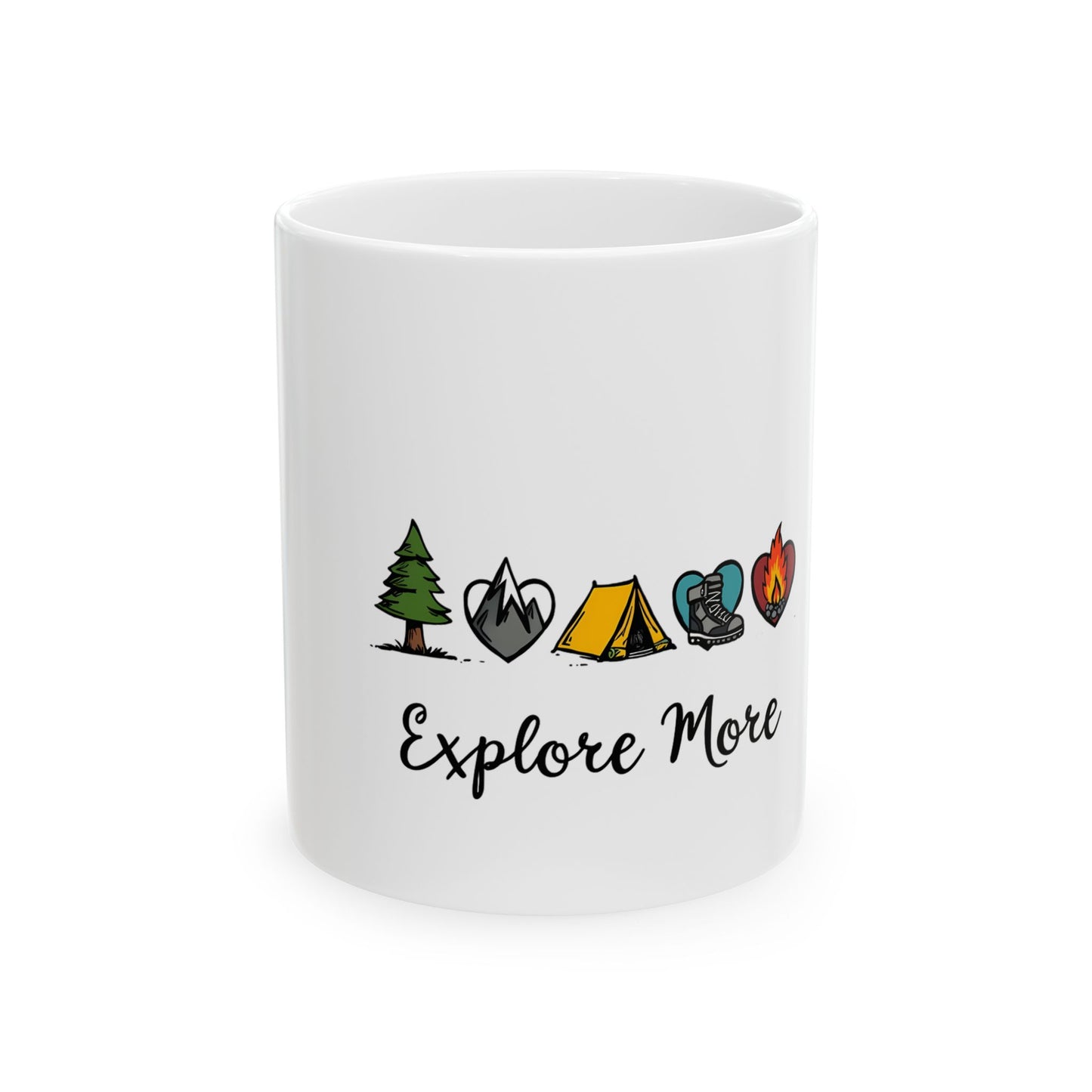 Explore More Camping Adventure Nature Icons Ceramic Mug