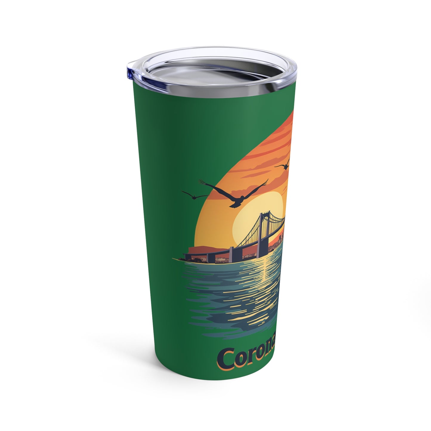 Coronado Bridge Sunset Silhouette with Seagulls and Cityscape View Tumbler