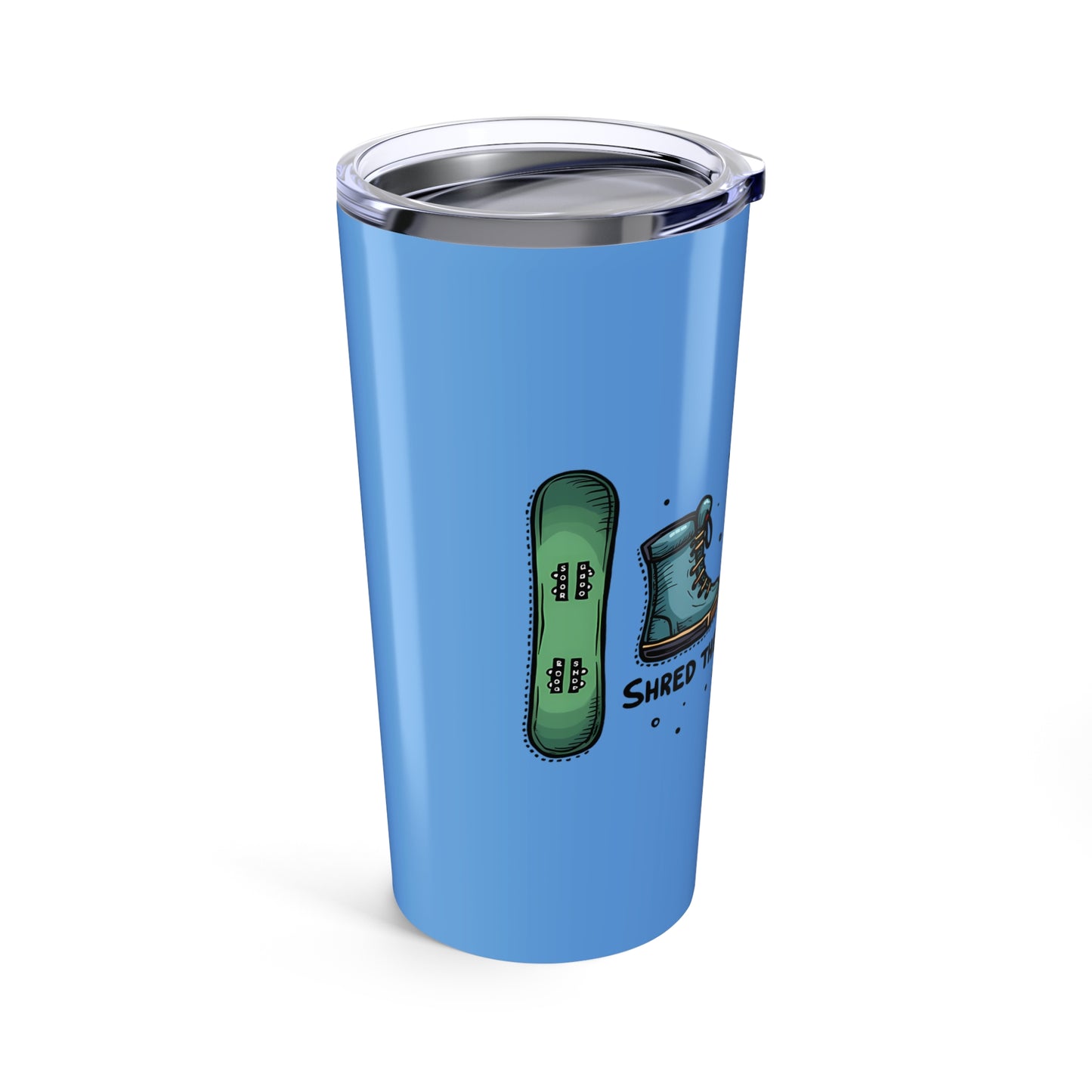 Shred the Slopes Illustration With Snowboarding Gear and Winter Apparel Elements Tumbler