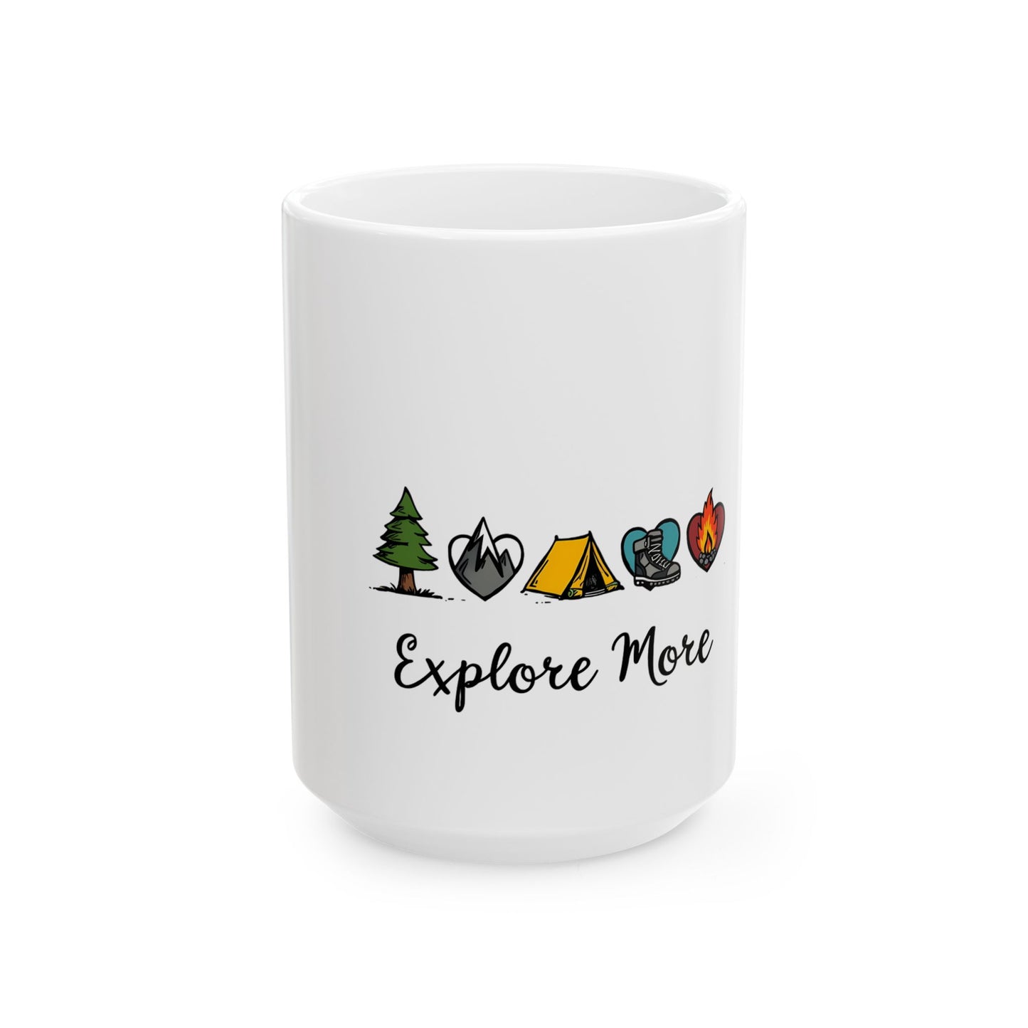 Explore More Camping Adventure Nature Icons Ceramic Mug