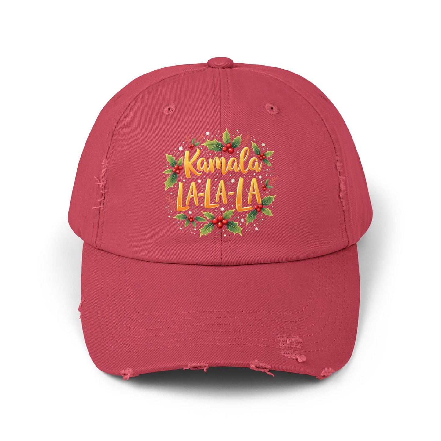 Kamala La-La-La Festive Holiday Cheer with Holly Berries and Snowflakes Cap