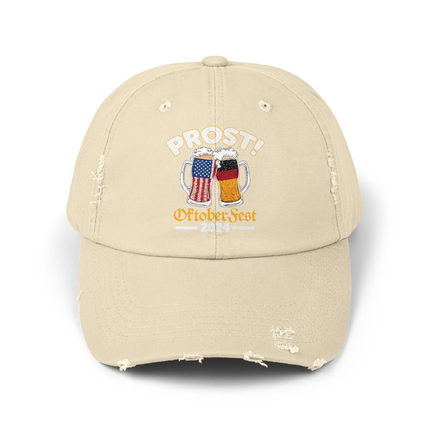 Prost Oktoberfest 2024 Cheers with American and German Flags Beer Mugs Cap