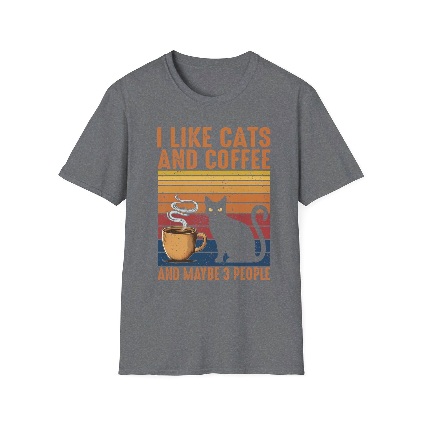 I Like Cats And Coffee And Maybe 3 People - Retro Cat Lover Coffee Enthusiast T-Shirt