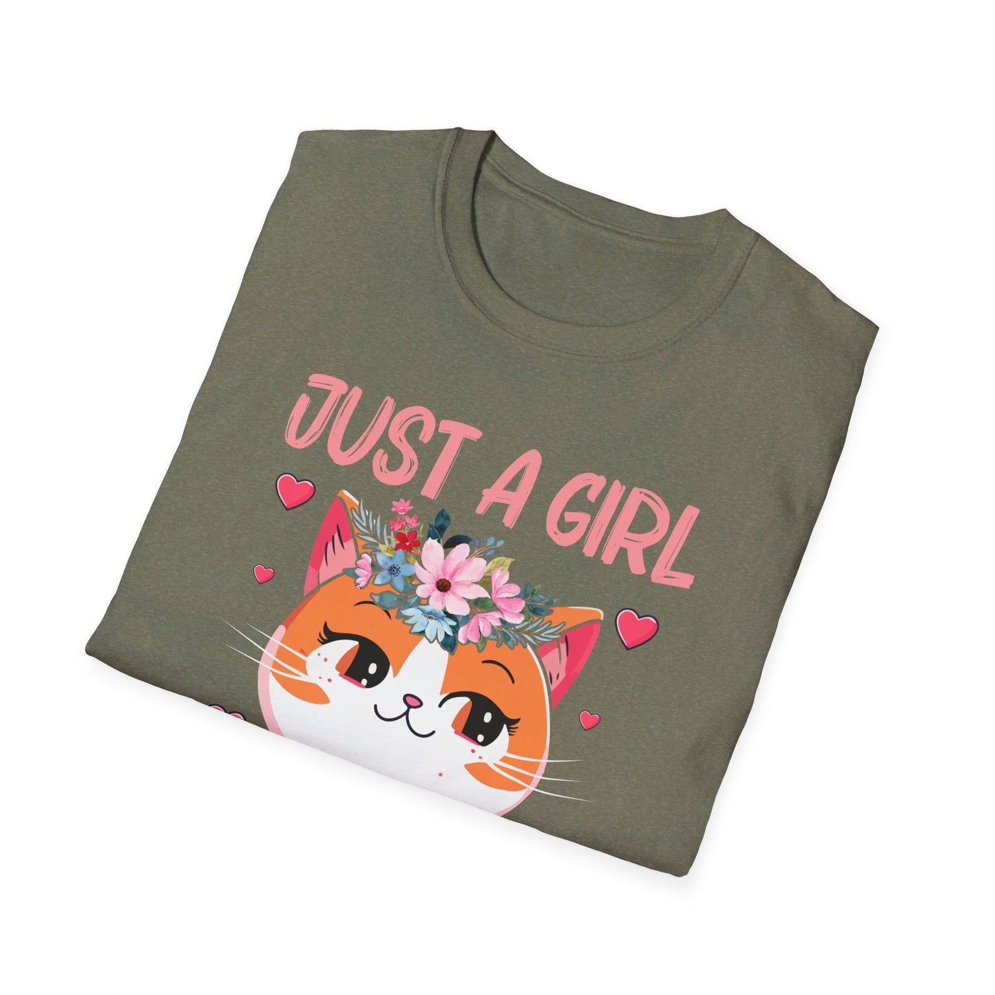 Just A Girl Who Loves Cats Floral Cat Lover T-Shirt