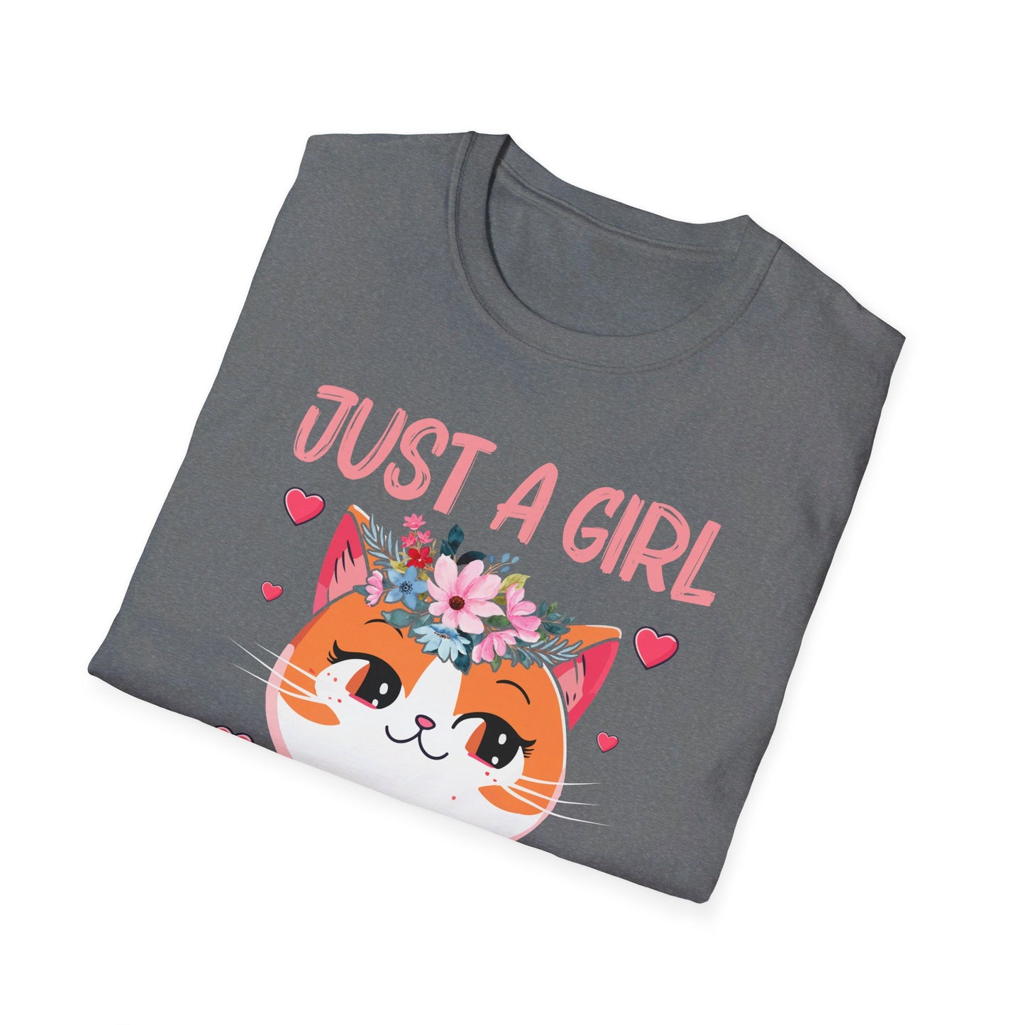 Just A Girl Who Loves Cats Floral Cat Lover T-Shirt