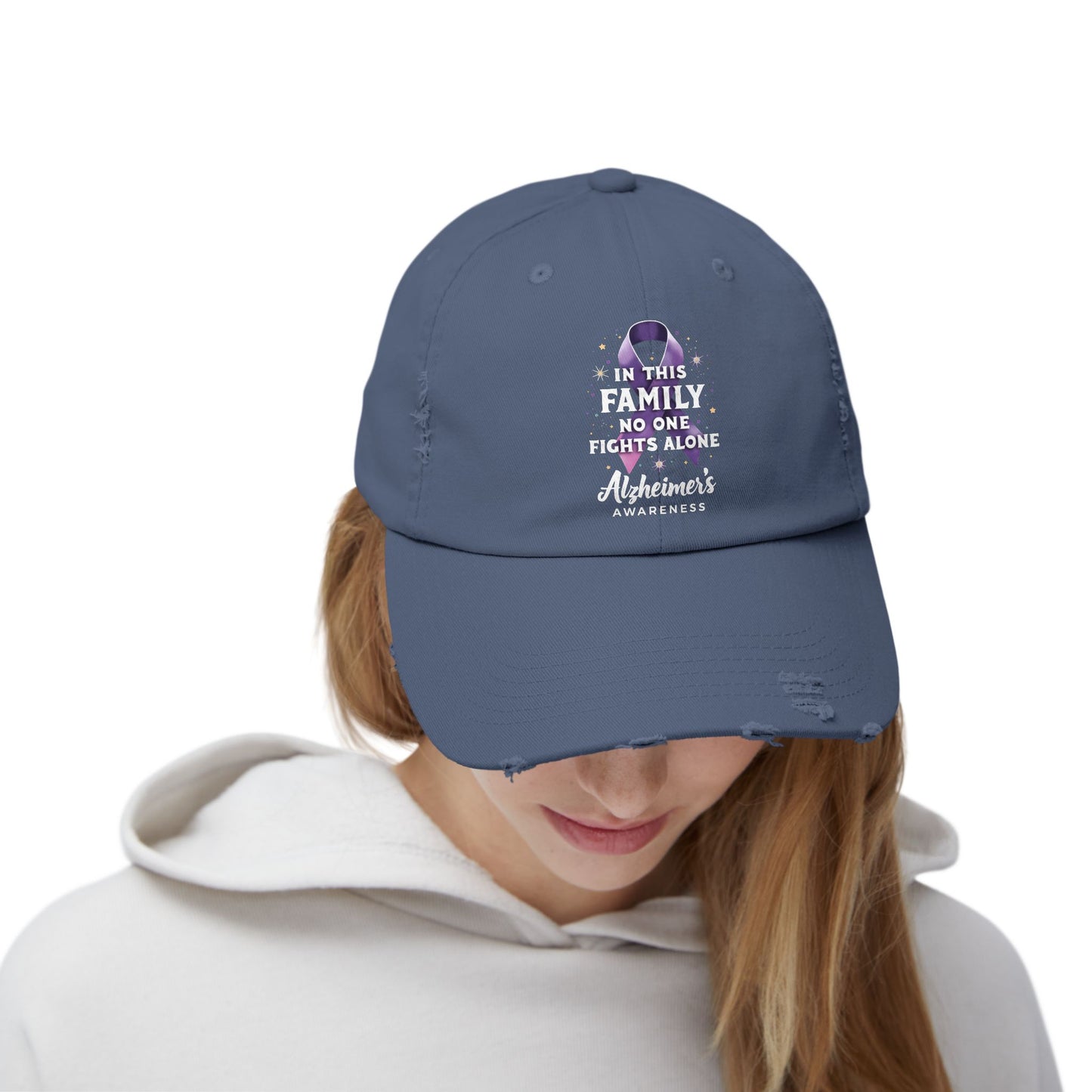 In This Family No One Fights Alone Alzheimer's Awareness Cap