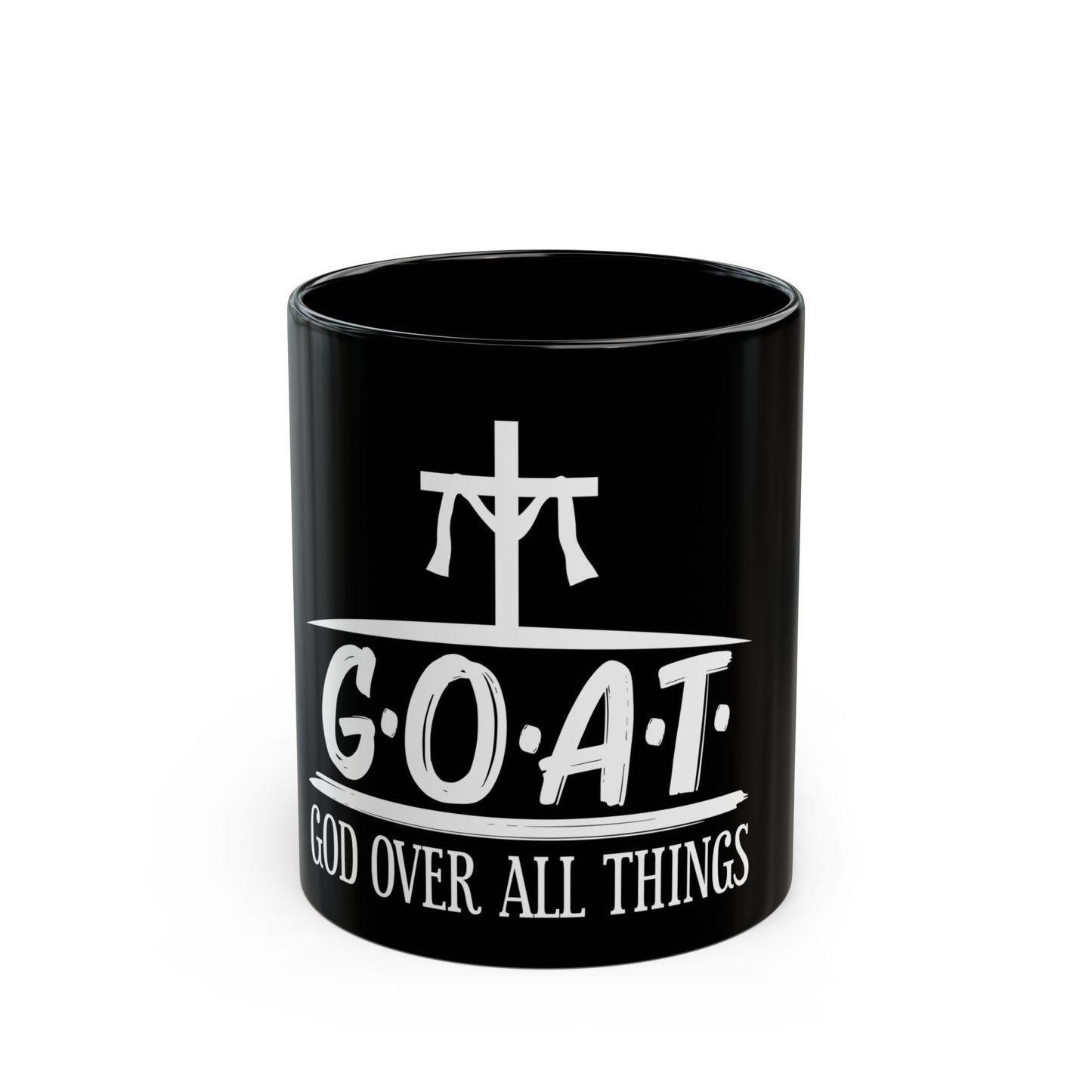 God Over All Things Faithful Expression with Cross Symbol Ceramic Mug