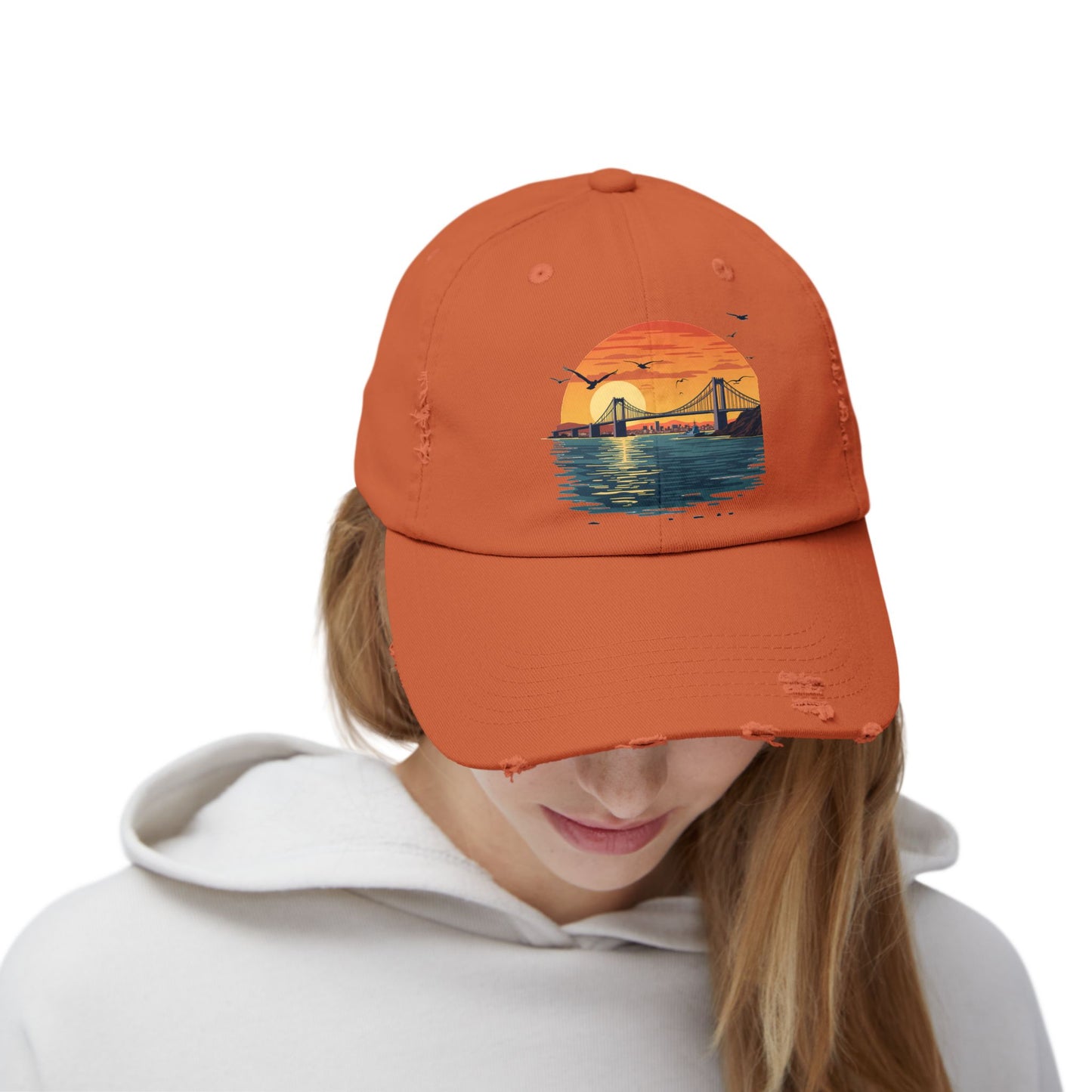 Coronado Bridge Sunset Silhouette with Seagulls and Cityscape View Cap