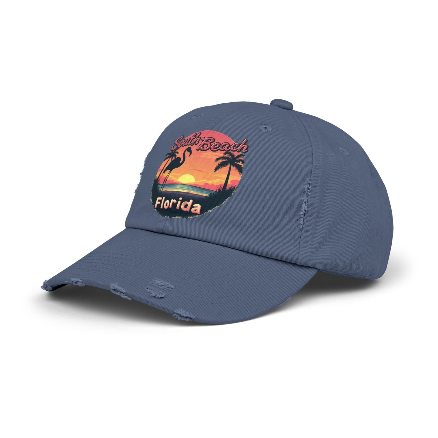 South Beach Florida Flamingo Sunset Artwork Cap