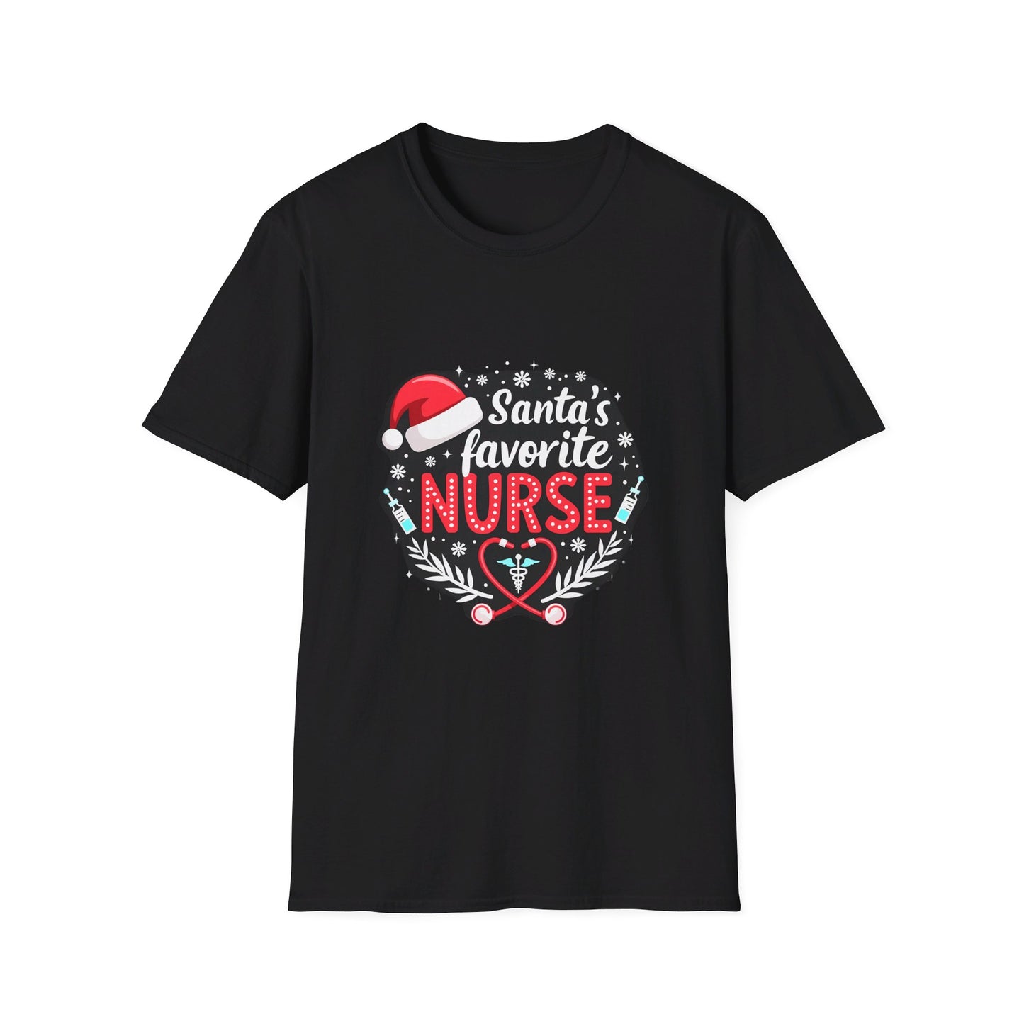 Santa's Favorite Nurse Festive Holiday Design for Nurses T-Shirt