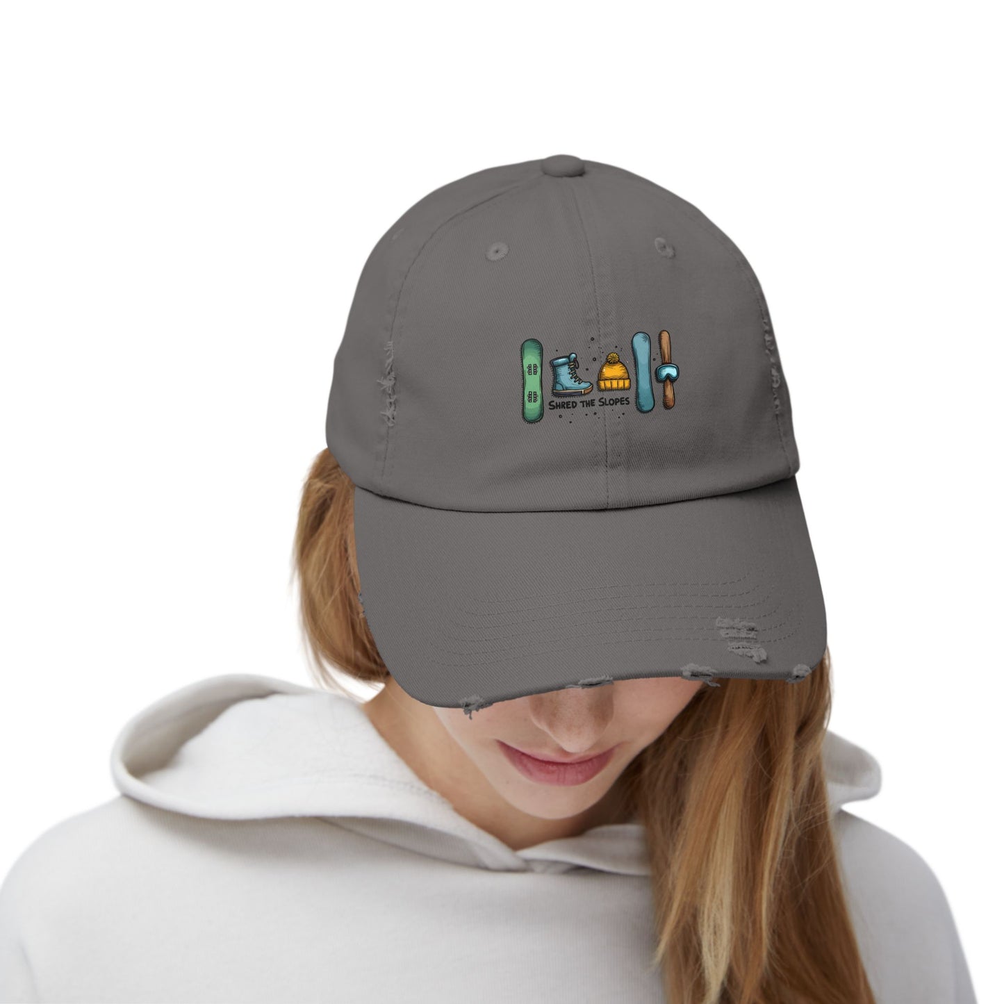 Shred the Slopes Illustration With Snowboarding Gear and Winter Apparel Elements Cap