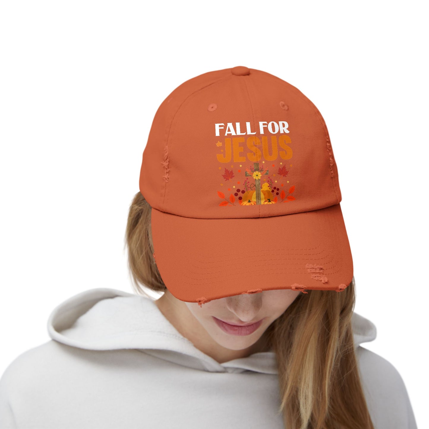 Fall For Jesus He Never Leaves Autumn Faith Cap