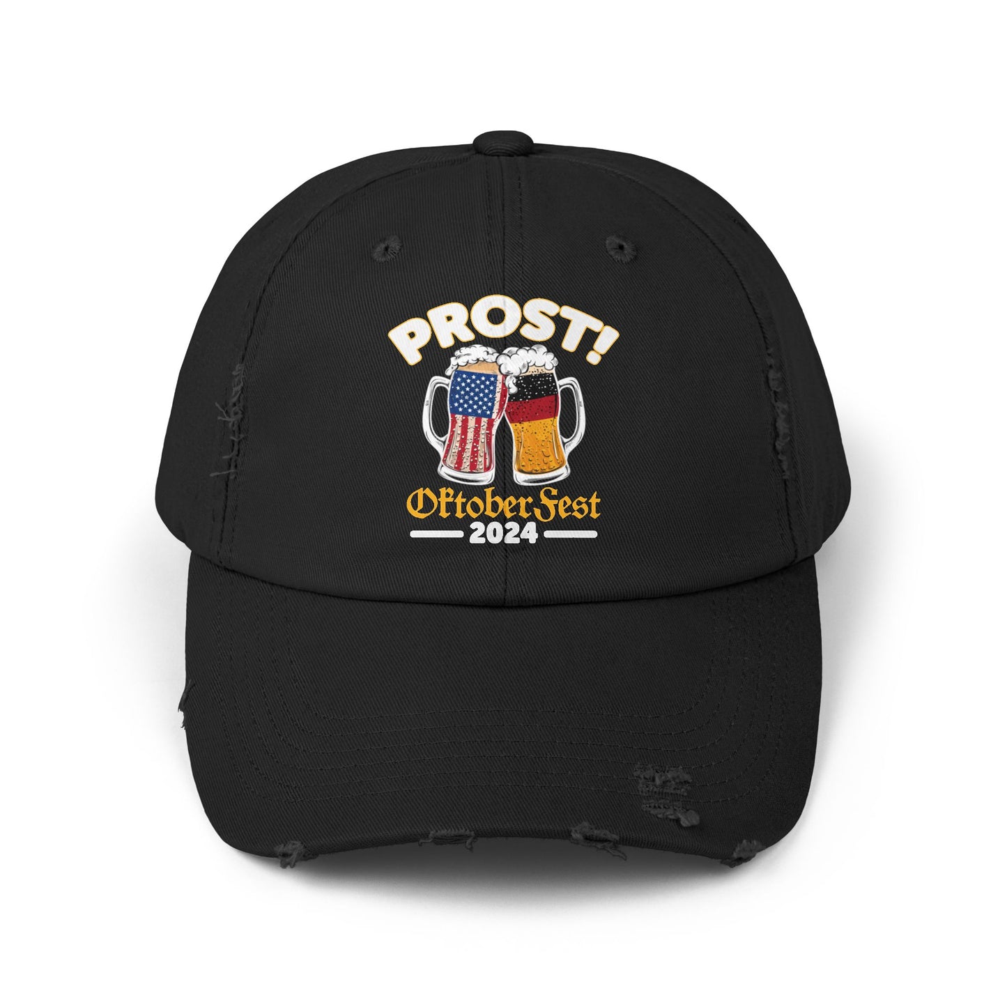 Prost Oktoberfest 2024 Cheers with American and German Flags Beer Mugs Cap