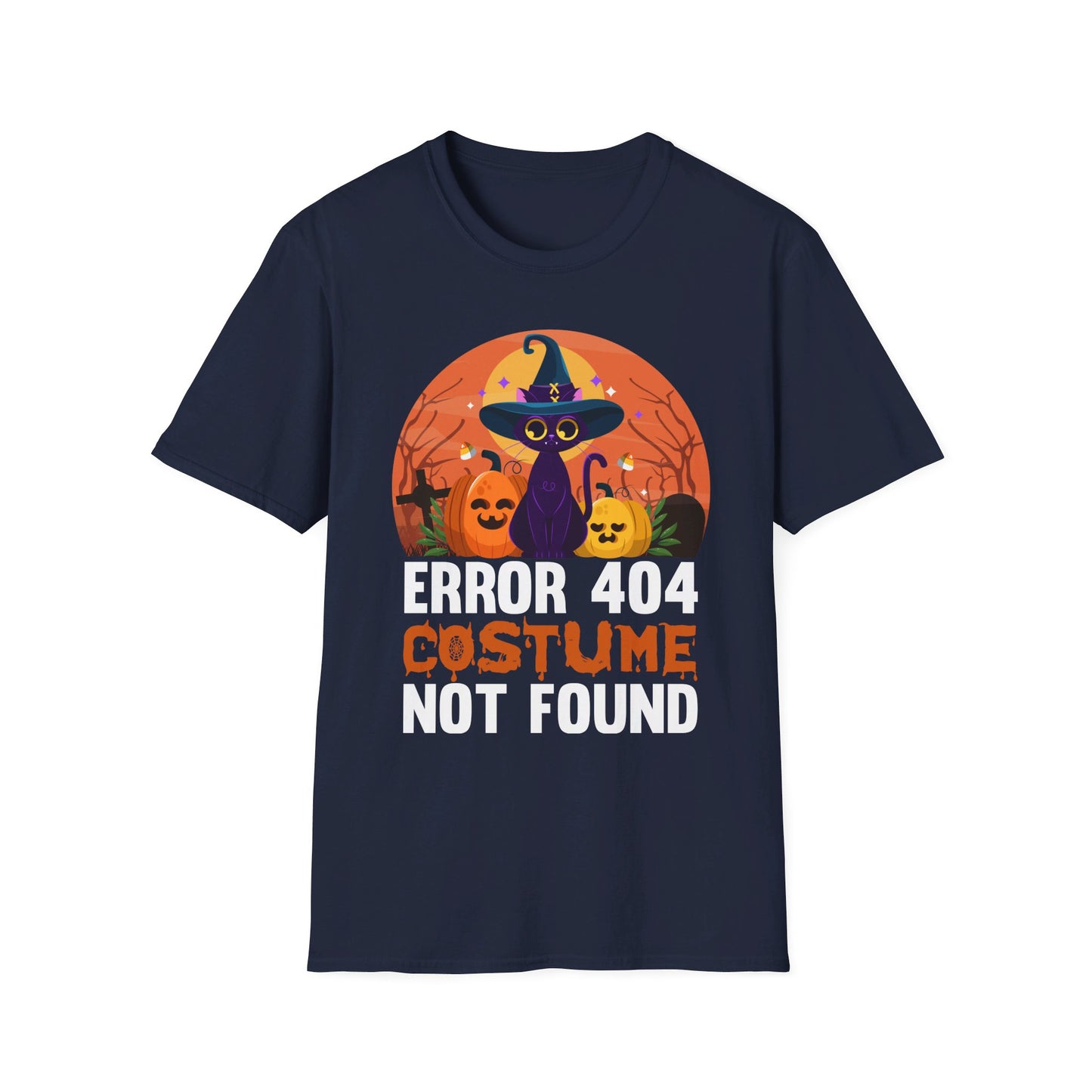 Error 404 Costume Not Found Funny Halloween Witch Cat Pumpkin T-Shirt