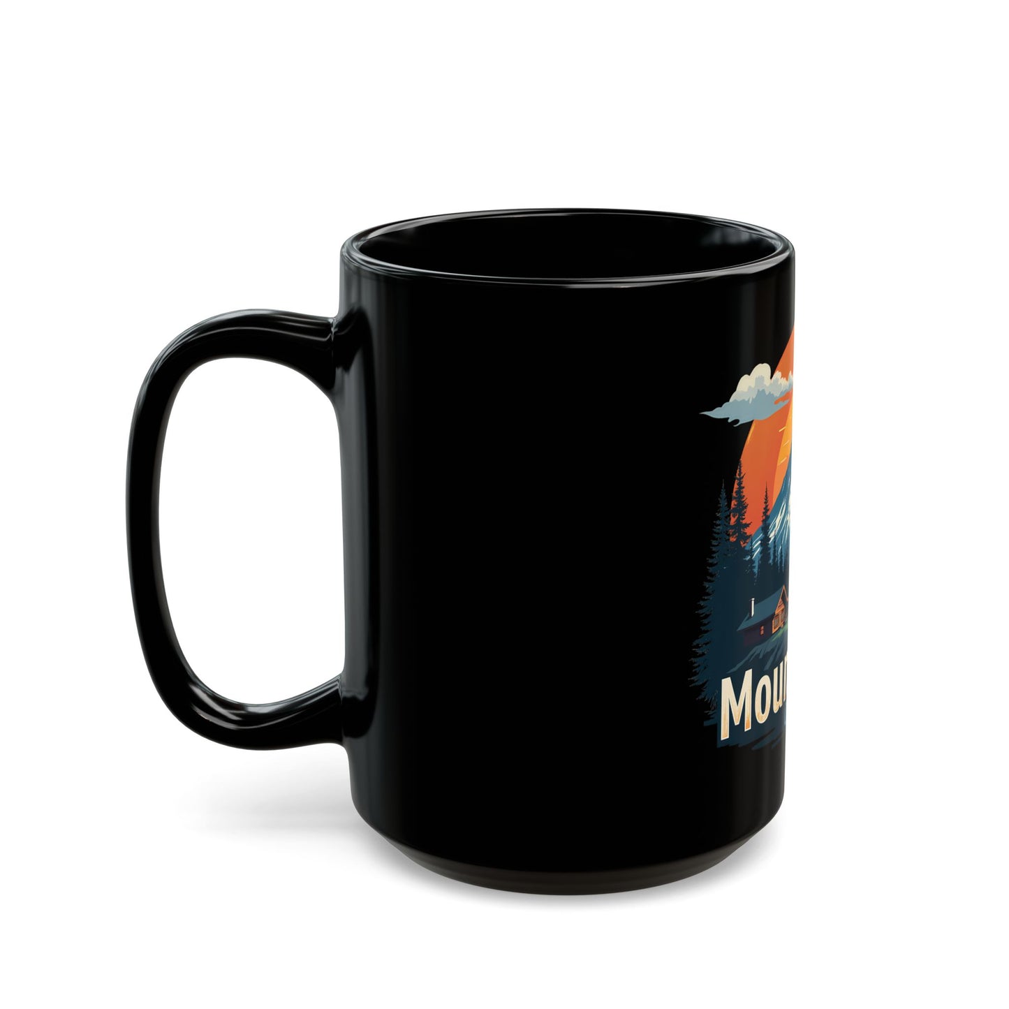 Mount Hood Oregon Sunset Landscape with Cabin and Pine Trees Ceramic Mug