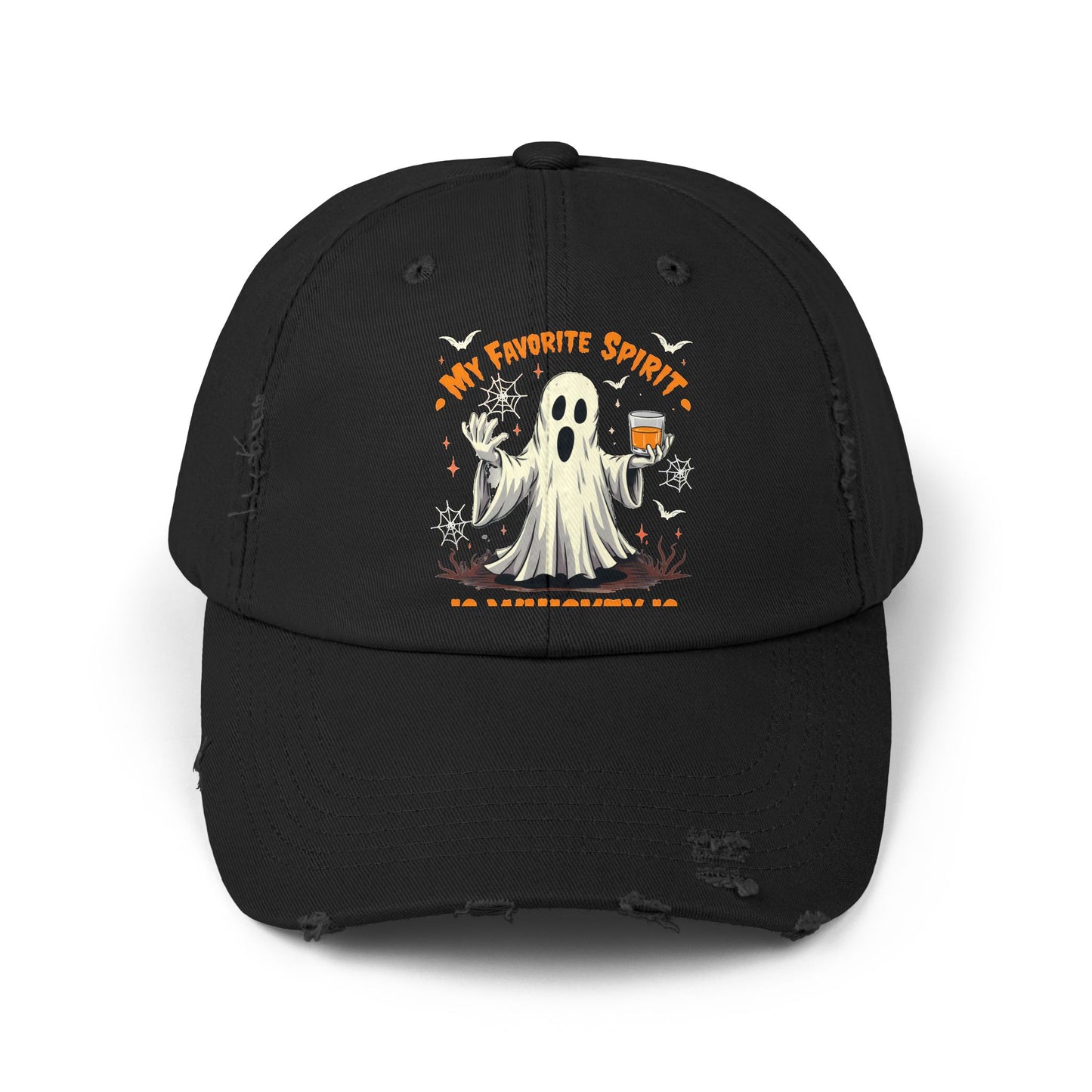 My Favorite Spirit Is Whiskey Ghost Fun Halloween Design Cap