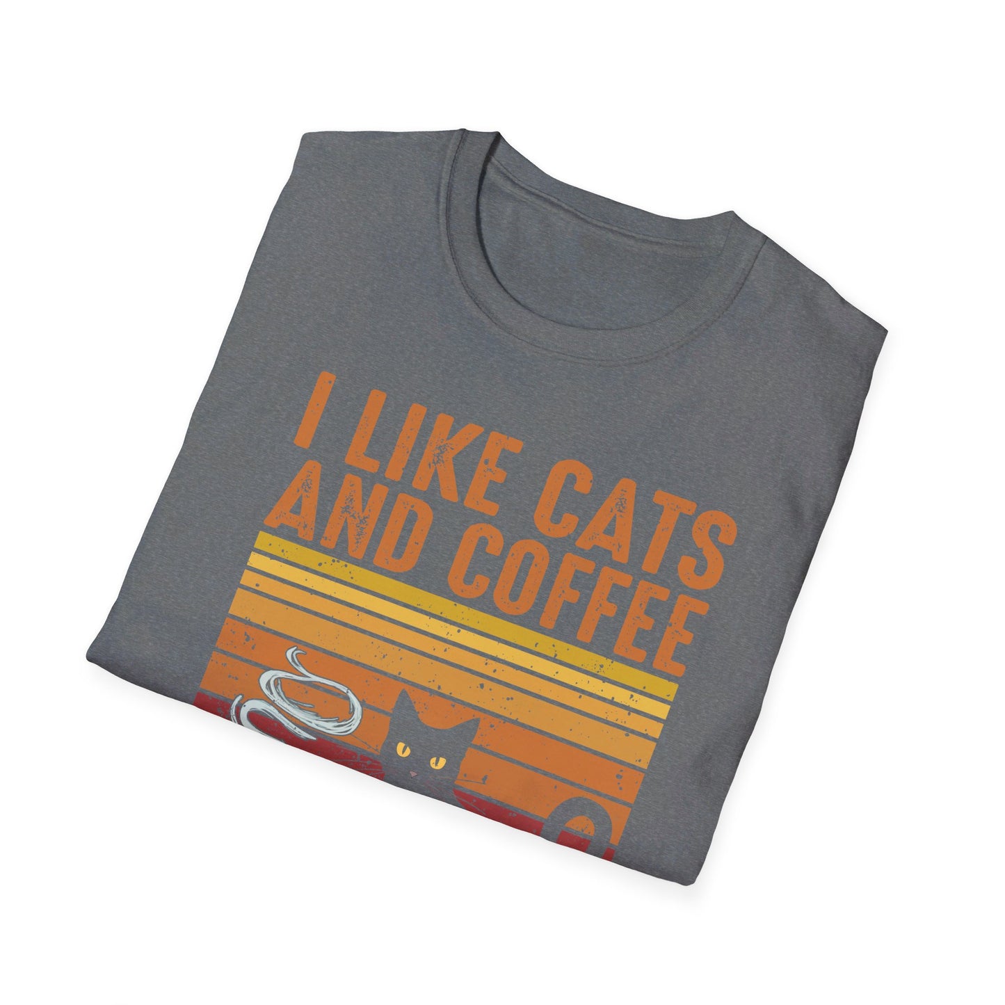 I Like Cats And Coffee And Maybe 3 People - Retro Cat Lover Coffee Enthusiast T-Shirt