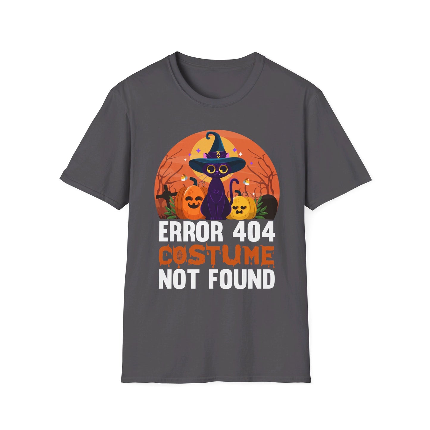 Error 404 Costume Not Found Funny Halloween Witch Cat Pumpkin T-Shirt
