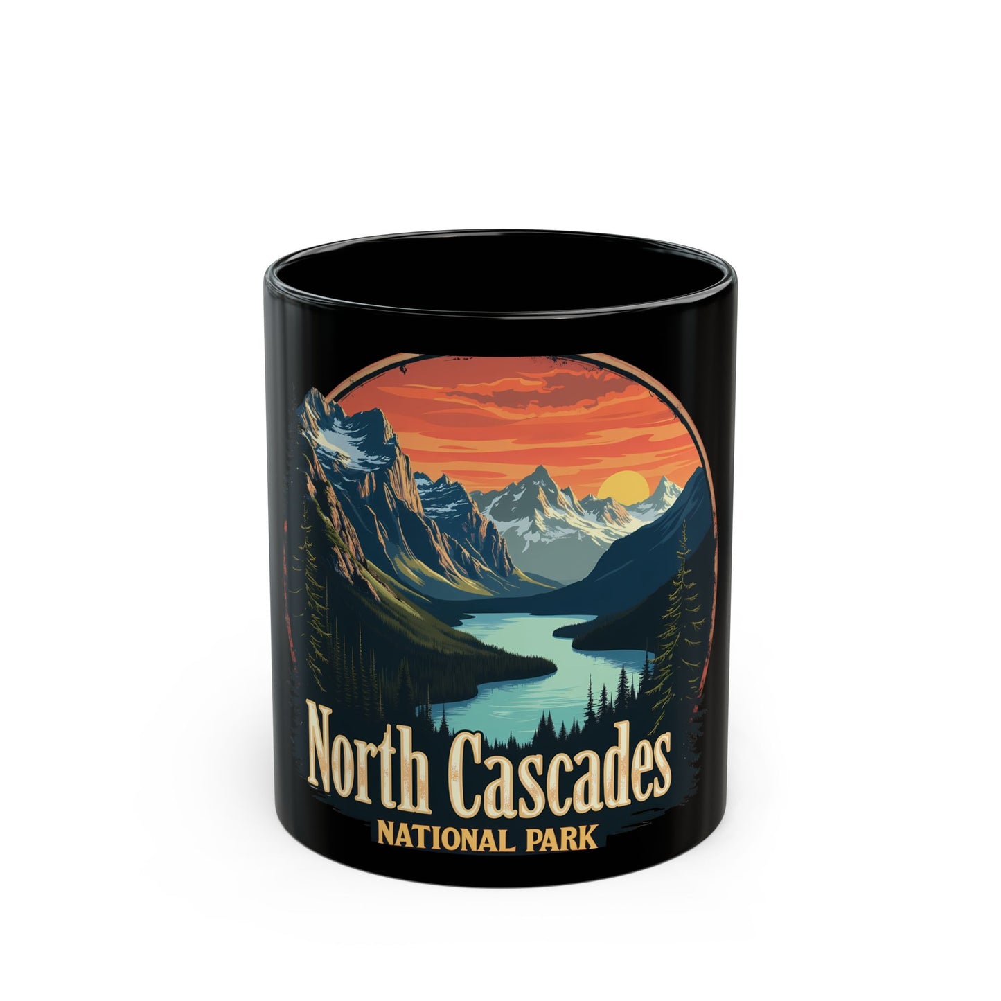 North Cascades National Park Vintage Sunset Wilderness Landscape Ceramic Mug