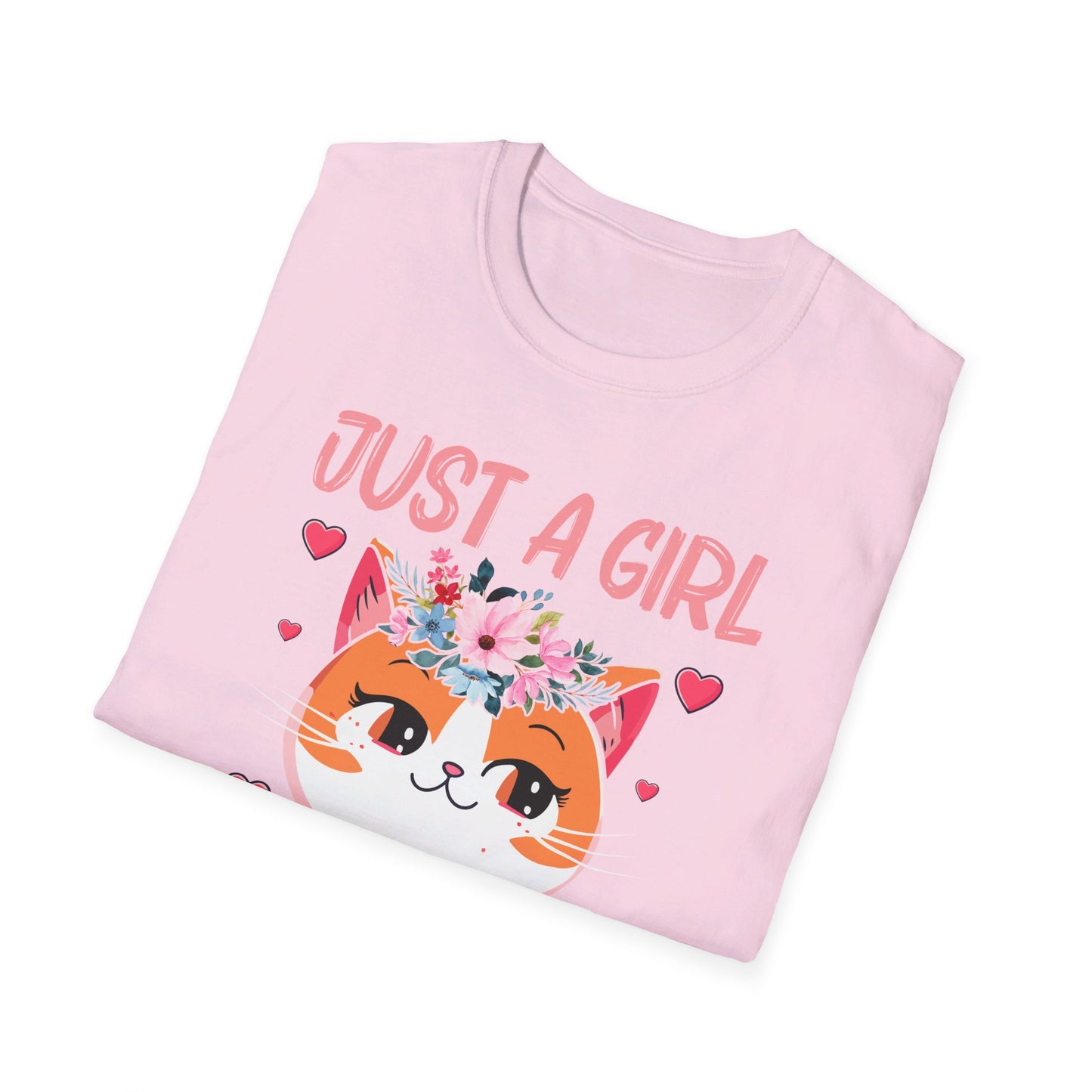 Just A Girl Who Loves Cats Floral Cat Lover T-Shirt