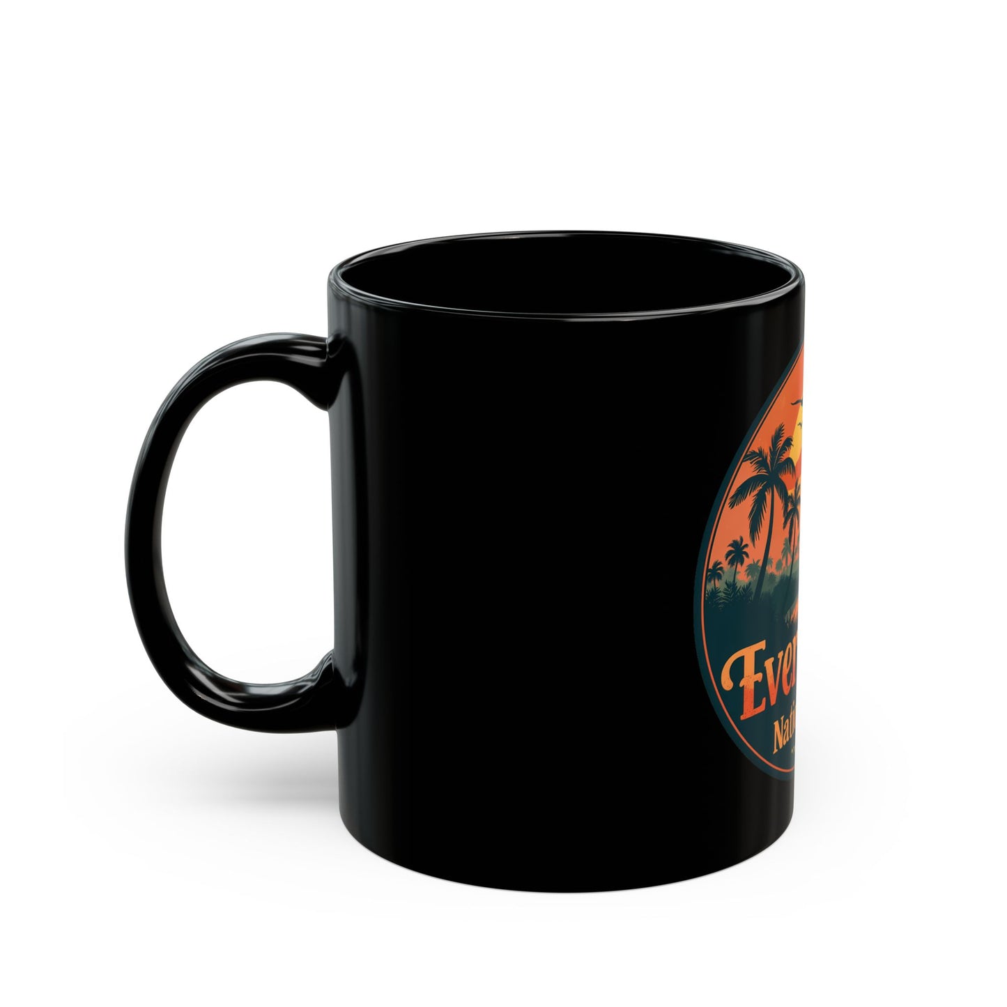 Everglades National Park Sunset Scene with Palm Trees and Birds Ceramic Mug