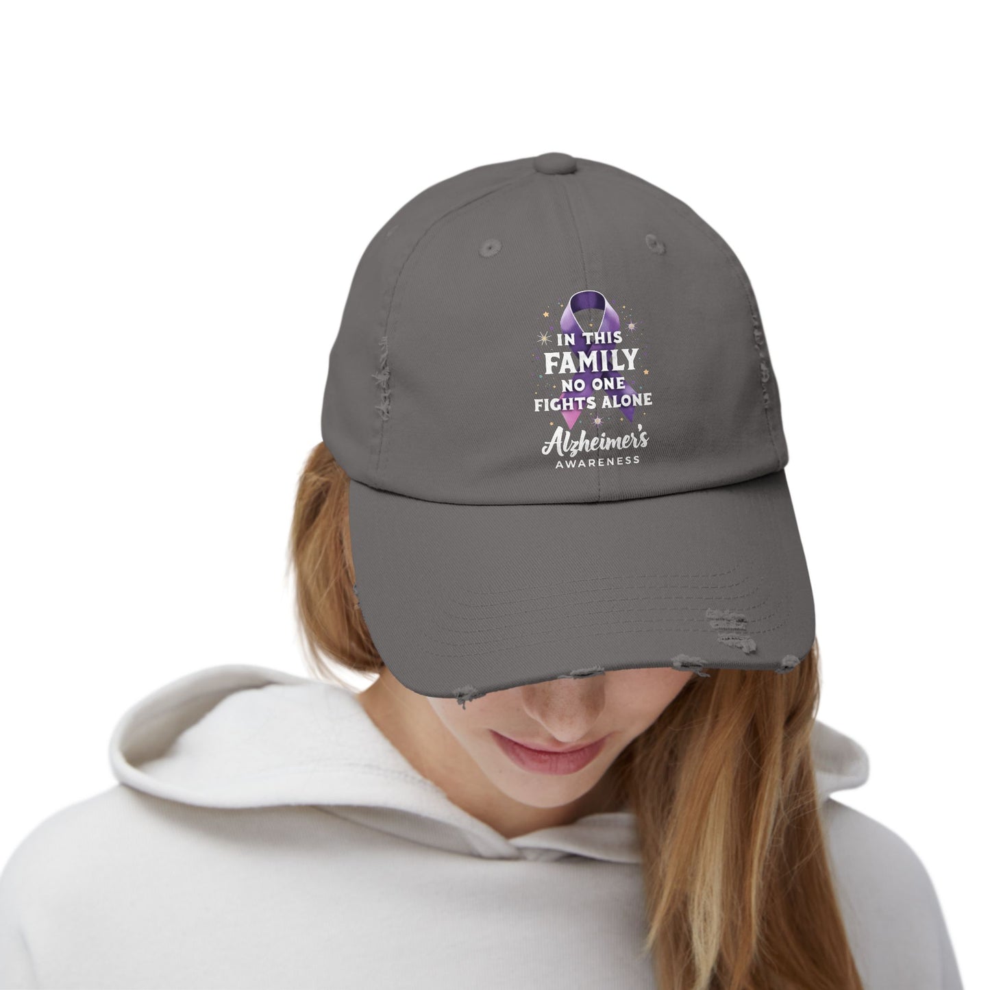 In This Family No One Fights Alone Alzheimer's Awareness Cap
