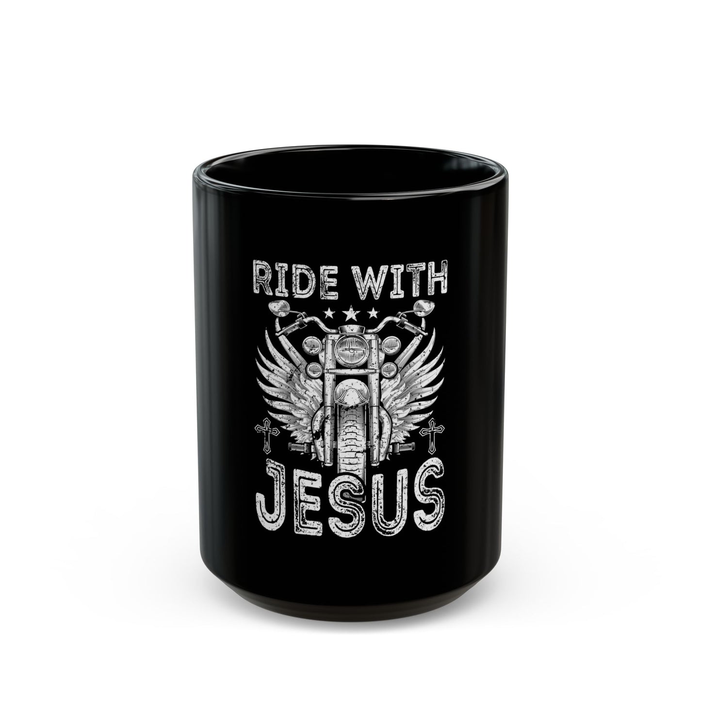Ride with Jesus Motorcycle Faith Ceramic Mug
