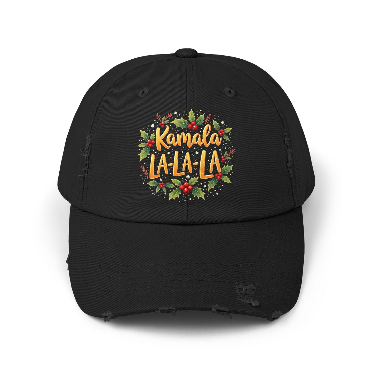 Kamala La-La-La Festive Holiday Cheer with Holly Berries and Snowflakes Cap
