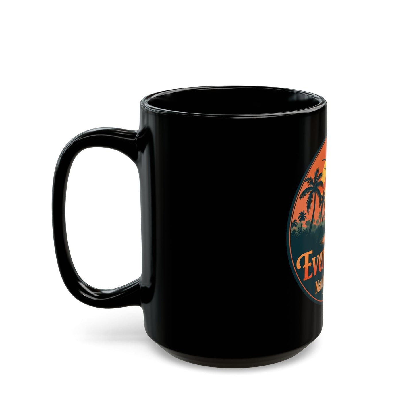 Everglades National Park Sunset Scene with Palm Trees and Birds Ceramic Mug