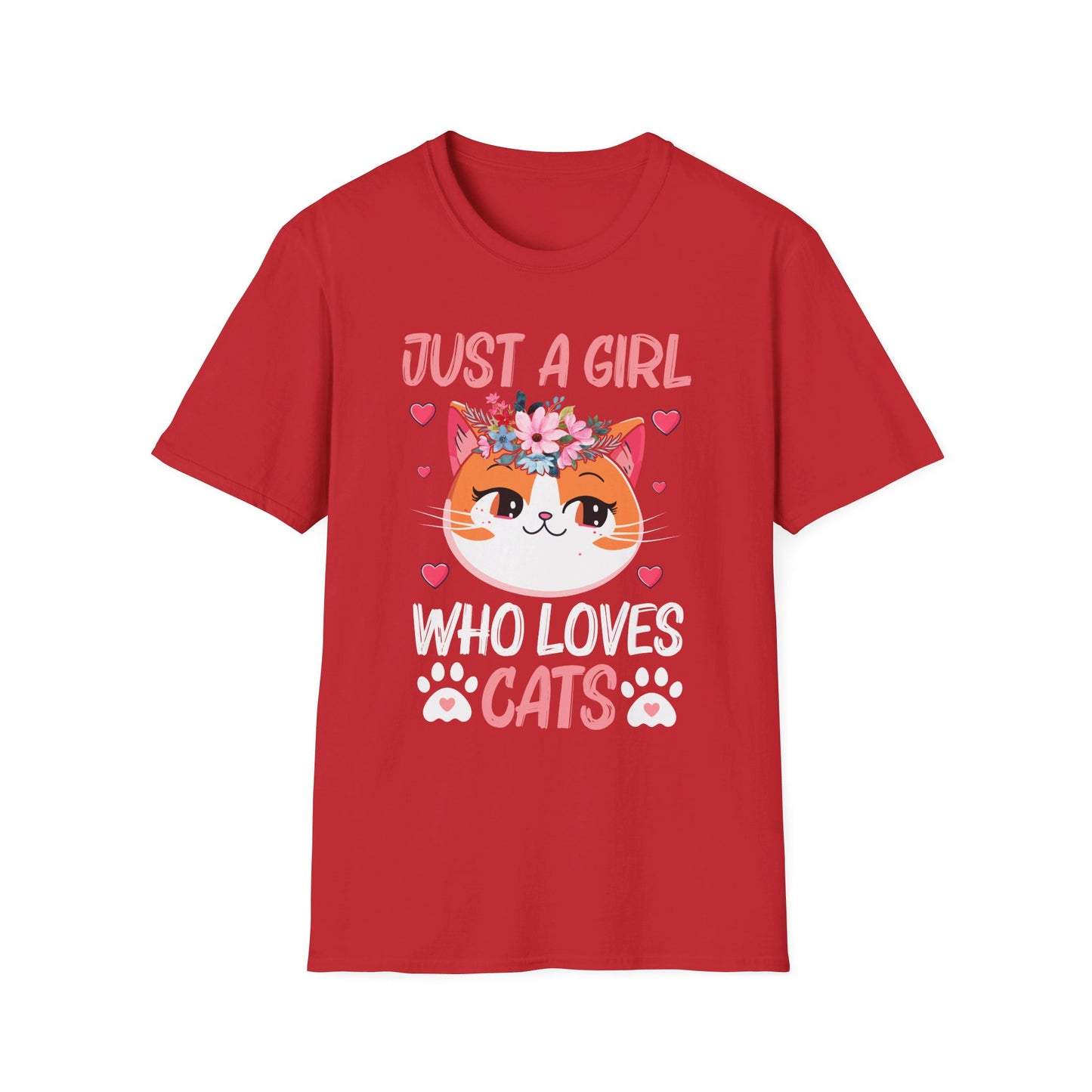 Just A Girl Who Loves Cats Floral Cat Lover T-Shirt