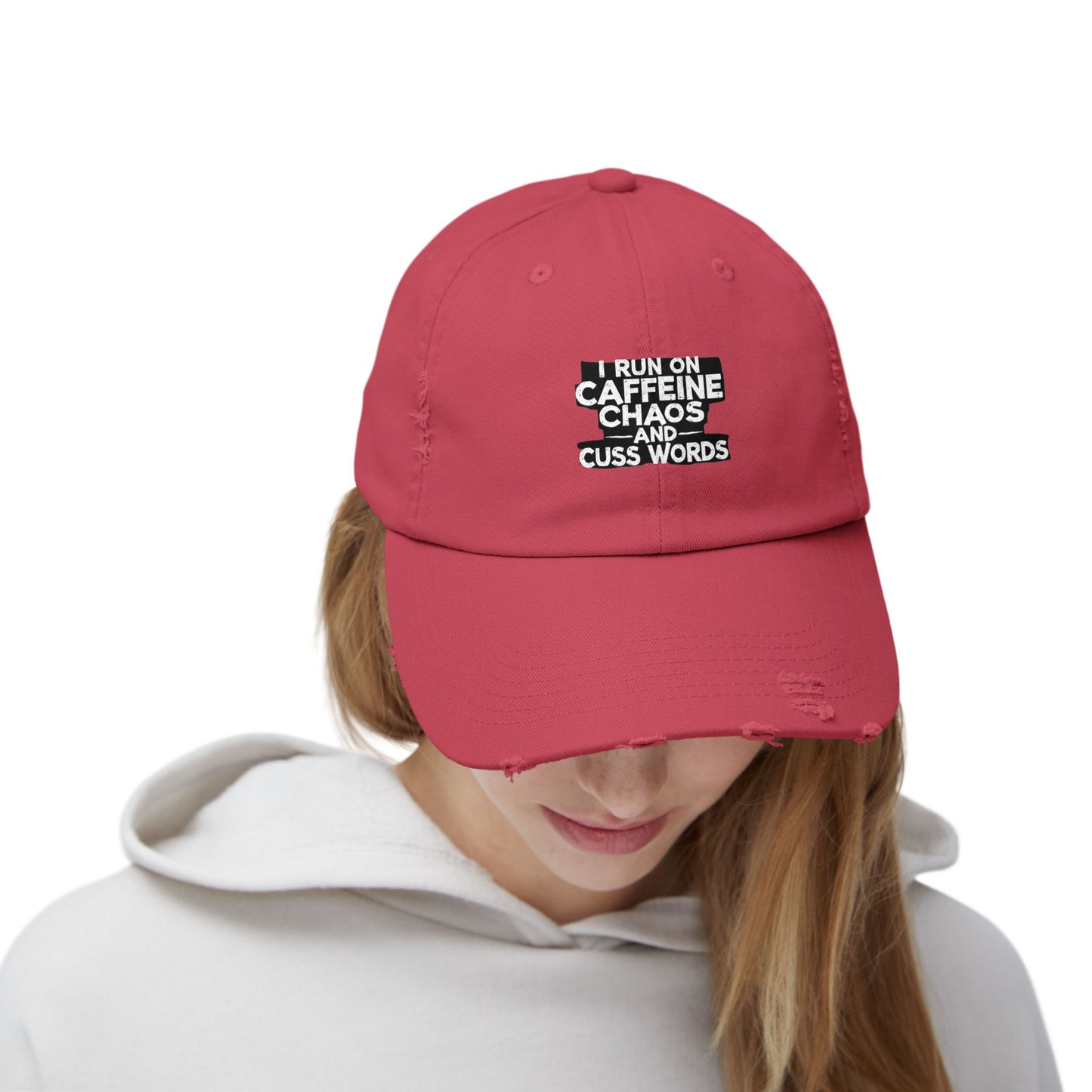 I Run On Caffeine Chaos And Cuss Words Humor Tee Cap