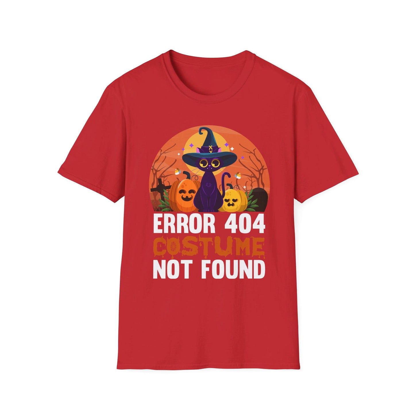Error 404 Costume Not Found Funny Halloween Witch Cat Pumpkin T-Shirt