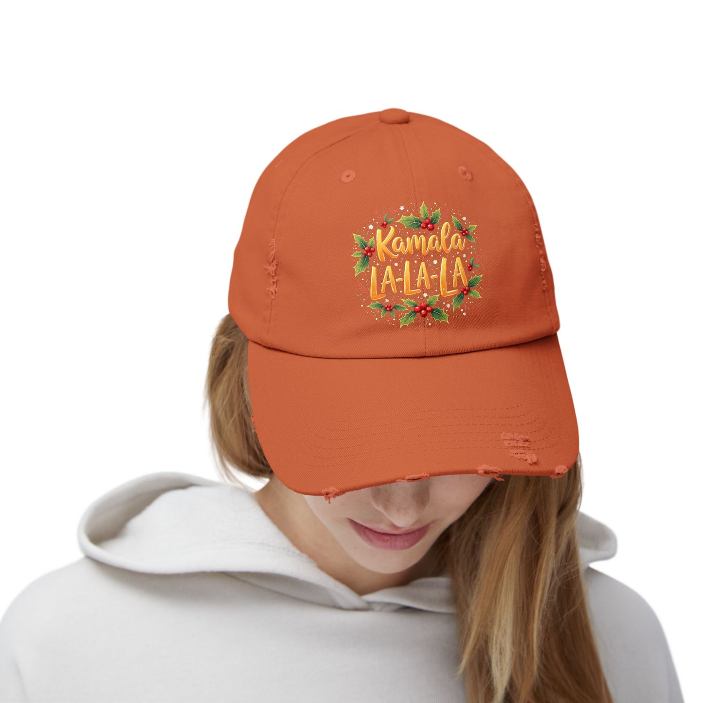 Kamala La-La-La Festive Holiday Cheer with Holly Berries and Snowflakes Cap