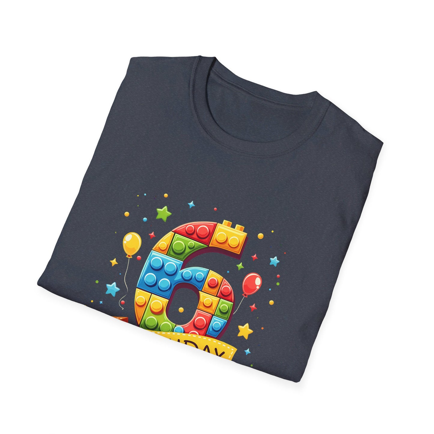 6th Birthday Boy Colorful Block Party T-Shirt