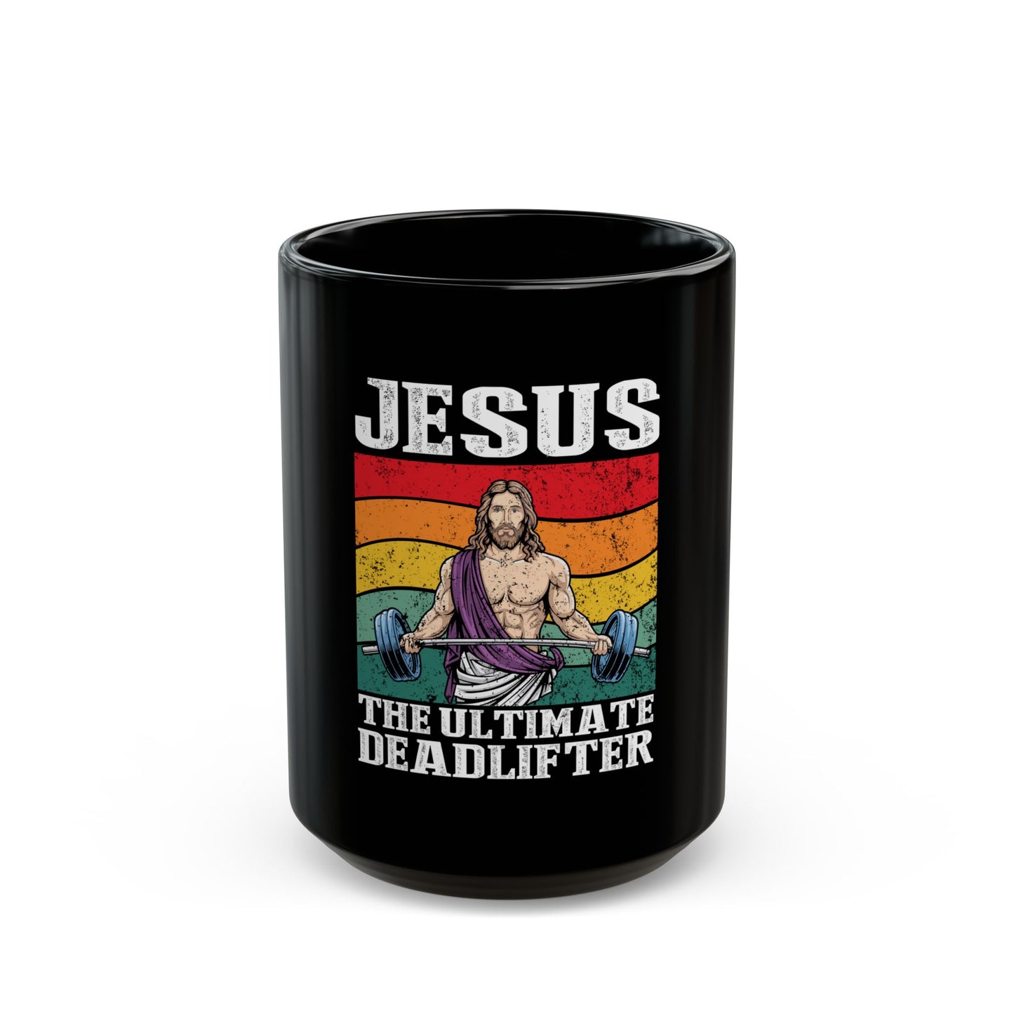 Jesus The Ultimate Deadlifter Rainbow Strength Ceramic Mug
