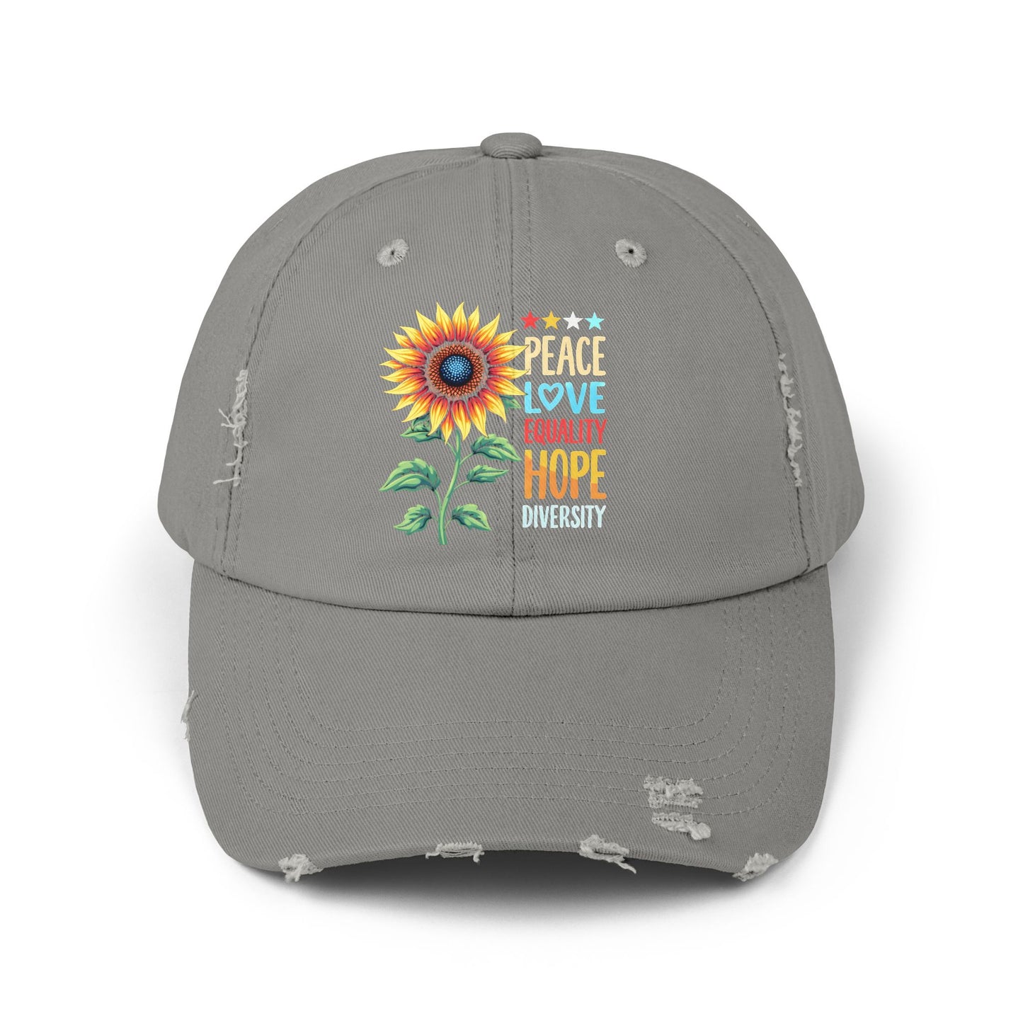 Peace Love Equality Hope Diversity Sunflower Cap