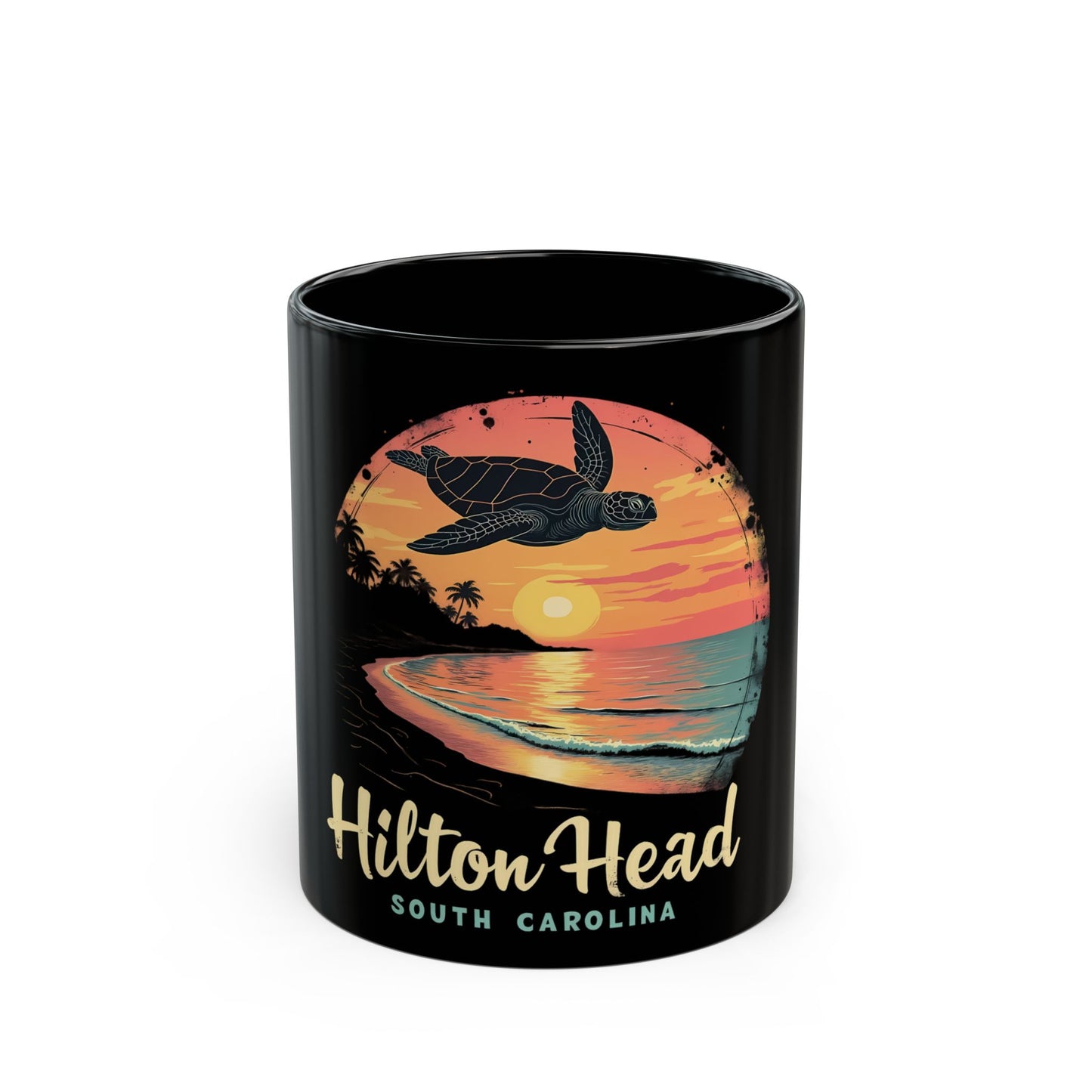 Hilton Head South Carolina Sunset Beach Turtle Ceramic Mug