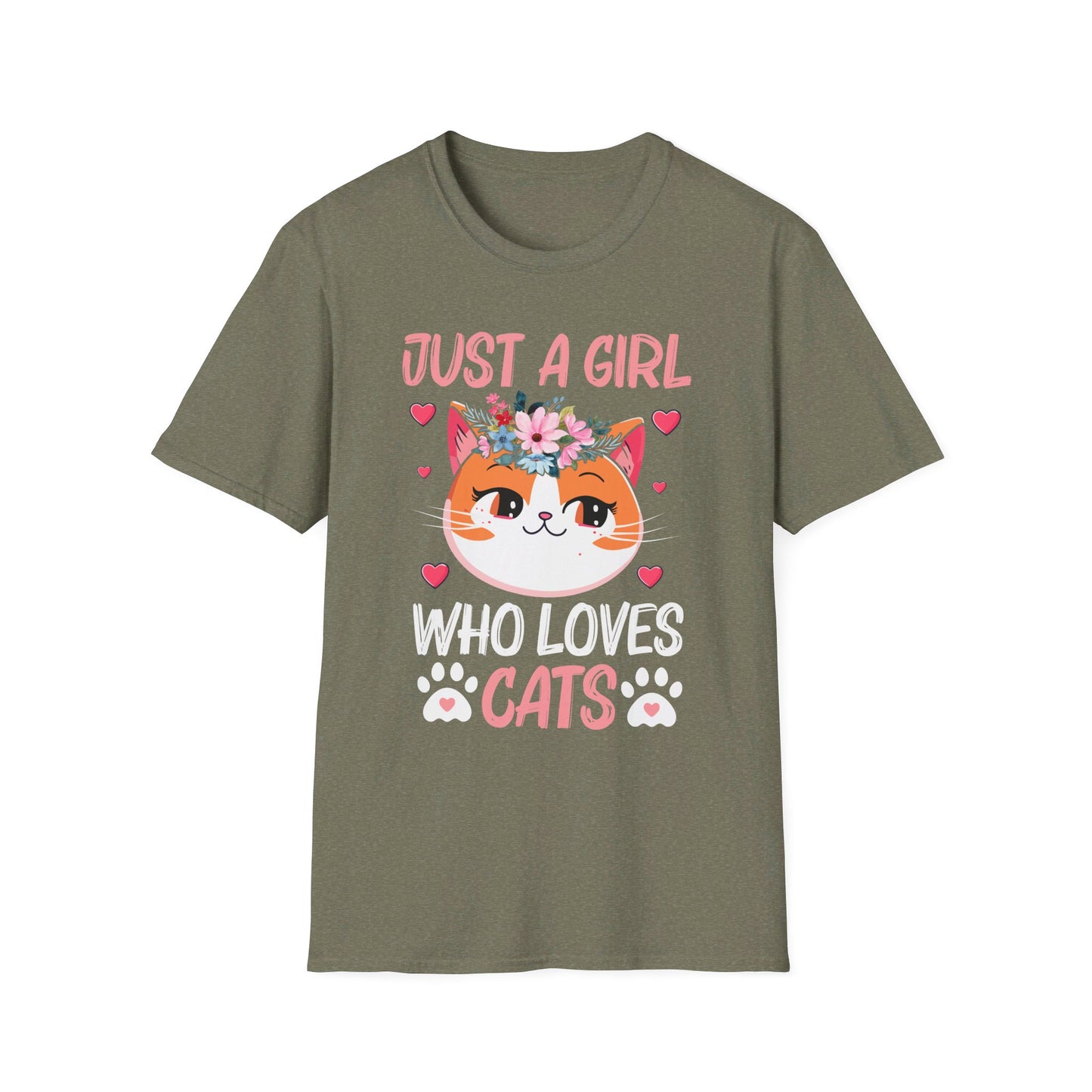 Just A Girl Who Loves Cats Floral Cat Lover T-Shirt