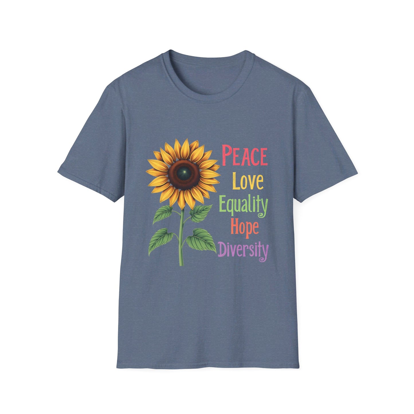 Peace Love Equality Love Diversity Sunflower Graphic T-Shirt