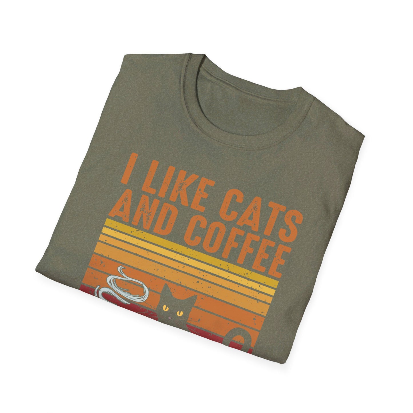 I Like Cats And Coffee And Maybe 3 People - Retro Cat Lover Coffee Enthusiast T-Shirt