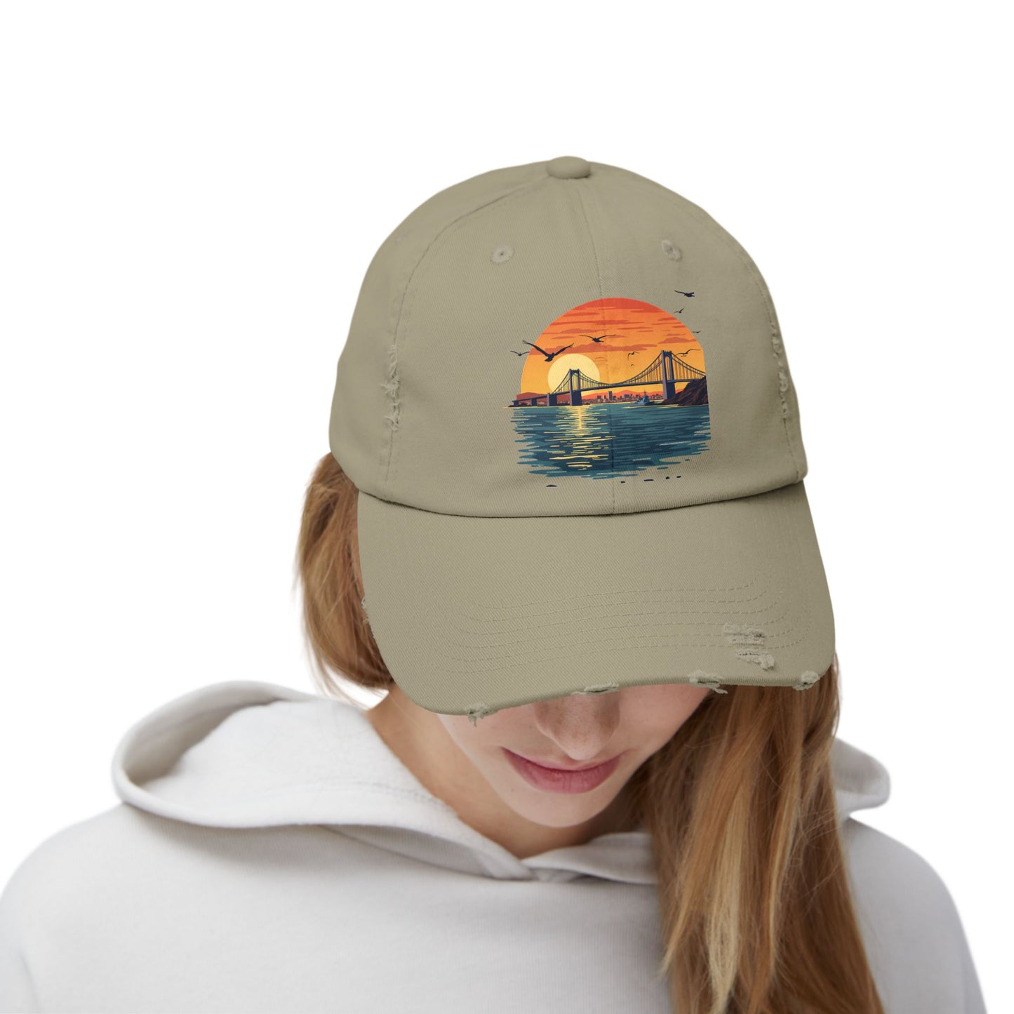 Coronado Bridge Sunset Silhouette with Seagulls and Cityscape View Cap