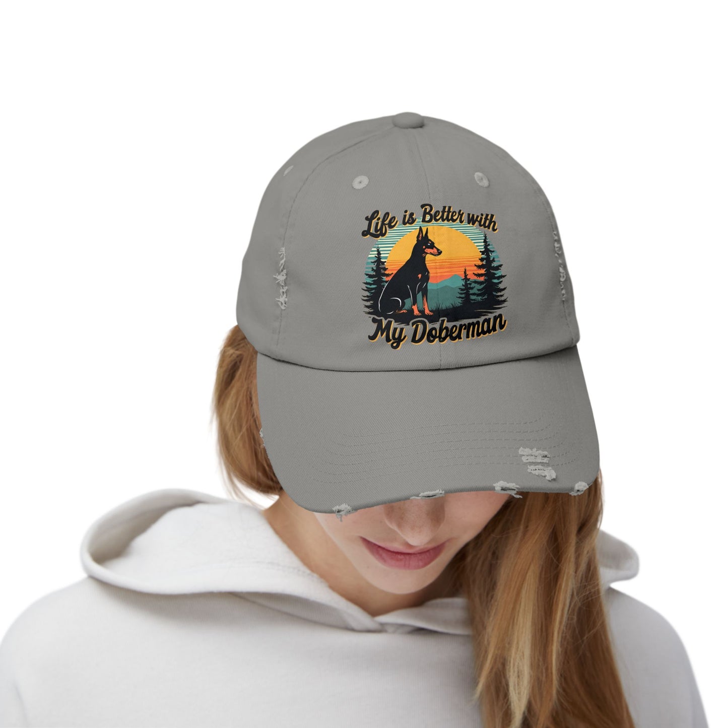 Life Is Better With My Doberman - Sunset Silhouette Cap